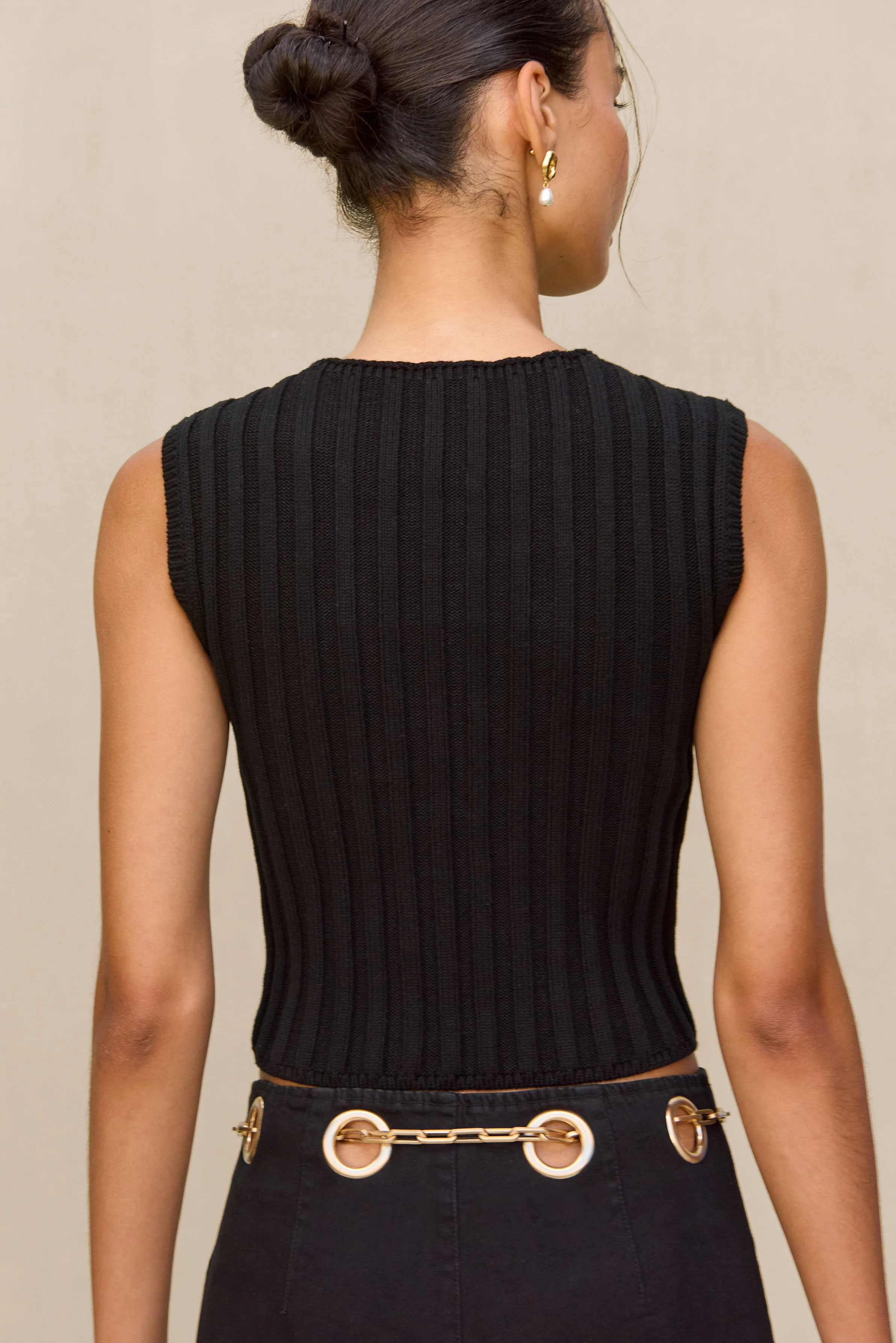 ANZU KNIT TOP - BLACK - Image 3