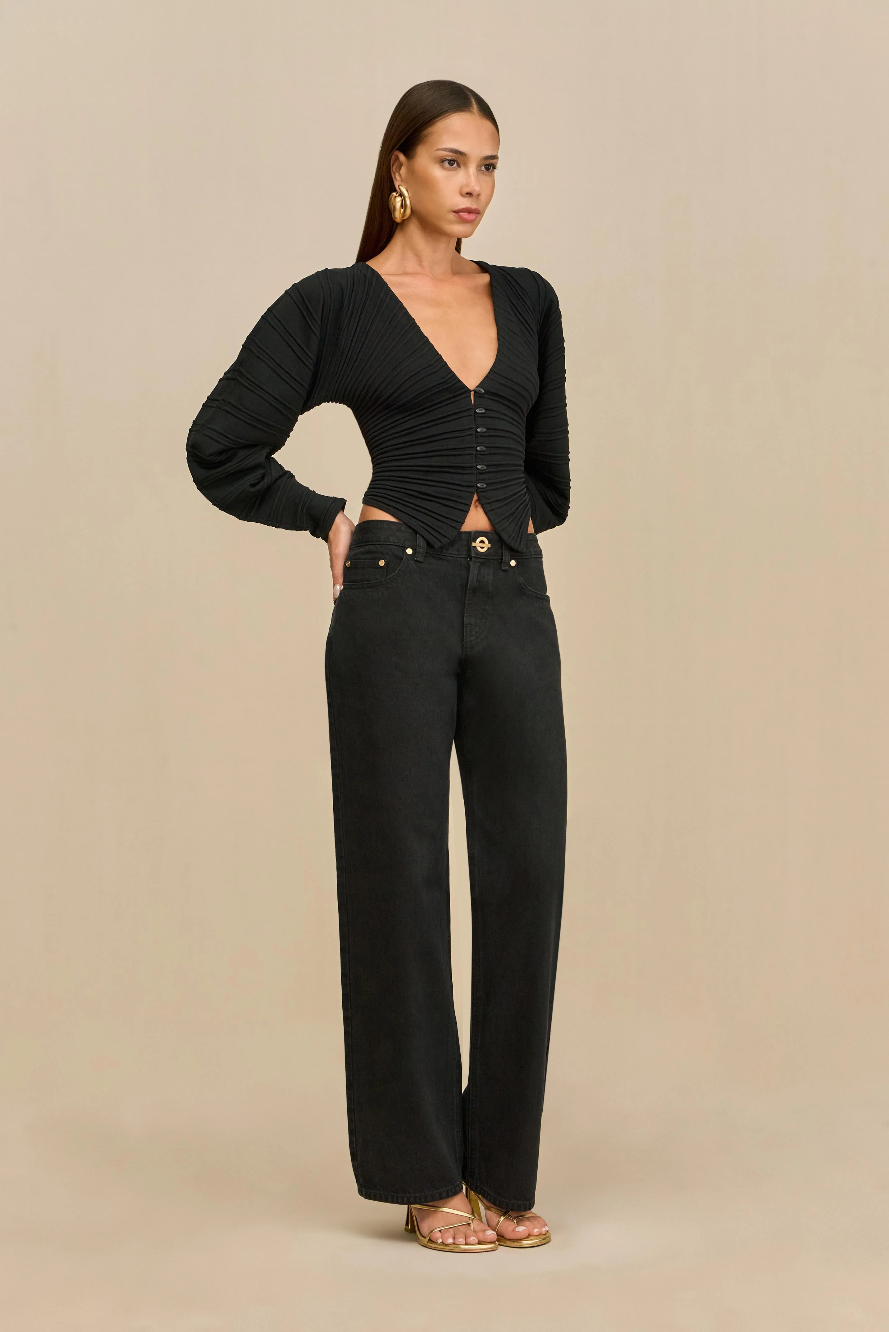 BLAIR KNIT CARDIGAN - BLACK - Image 3