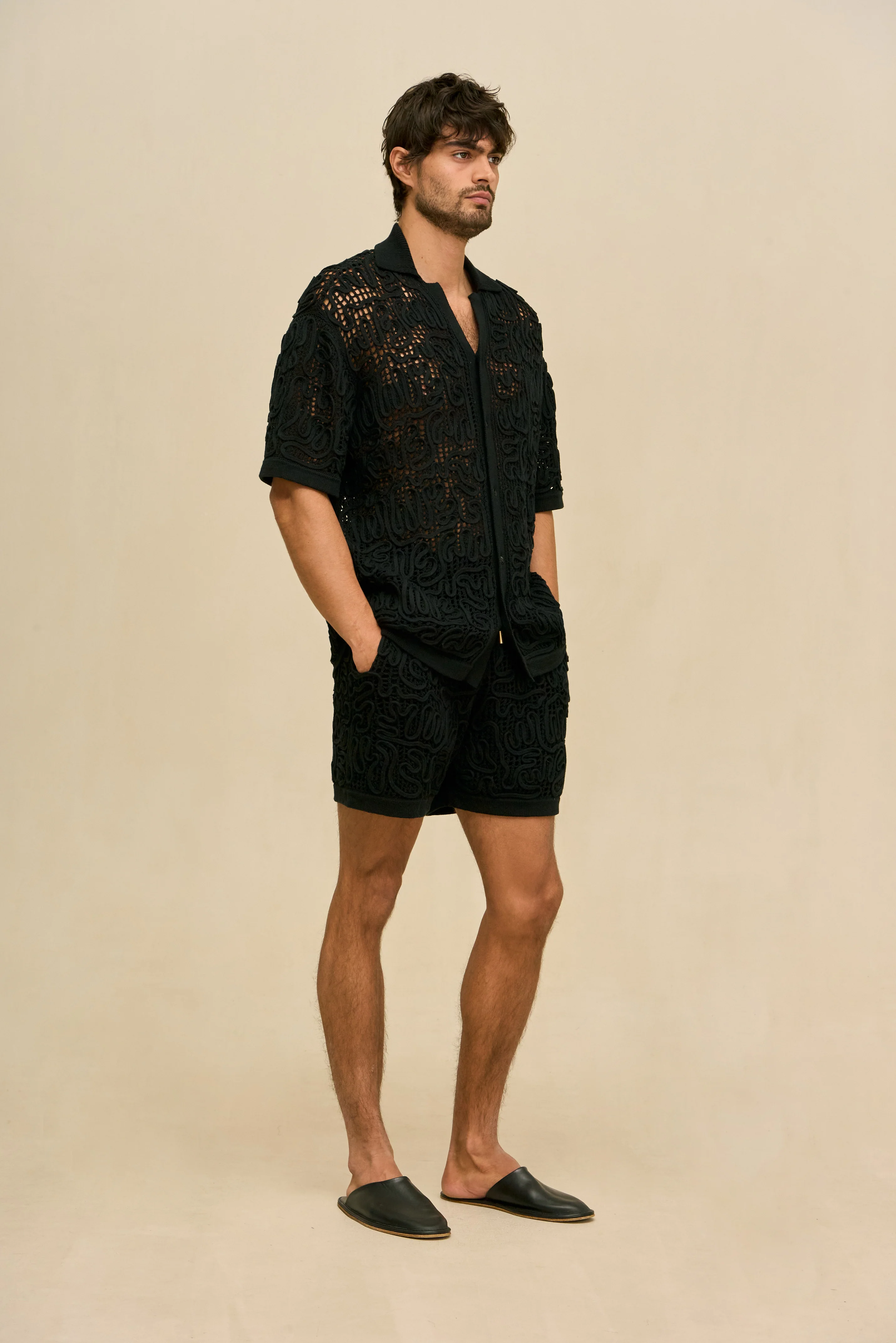 BOHOL CROCHET SHIRT - BLACK - Image 3
