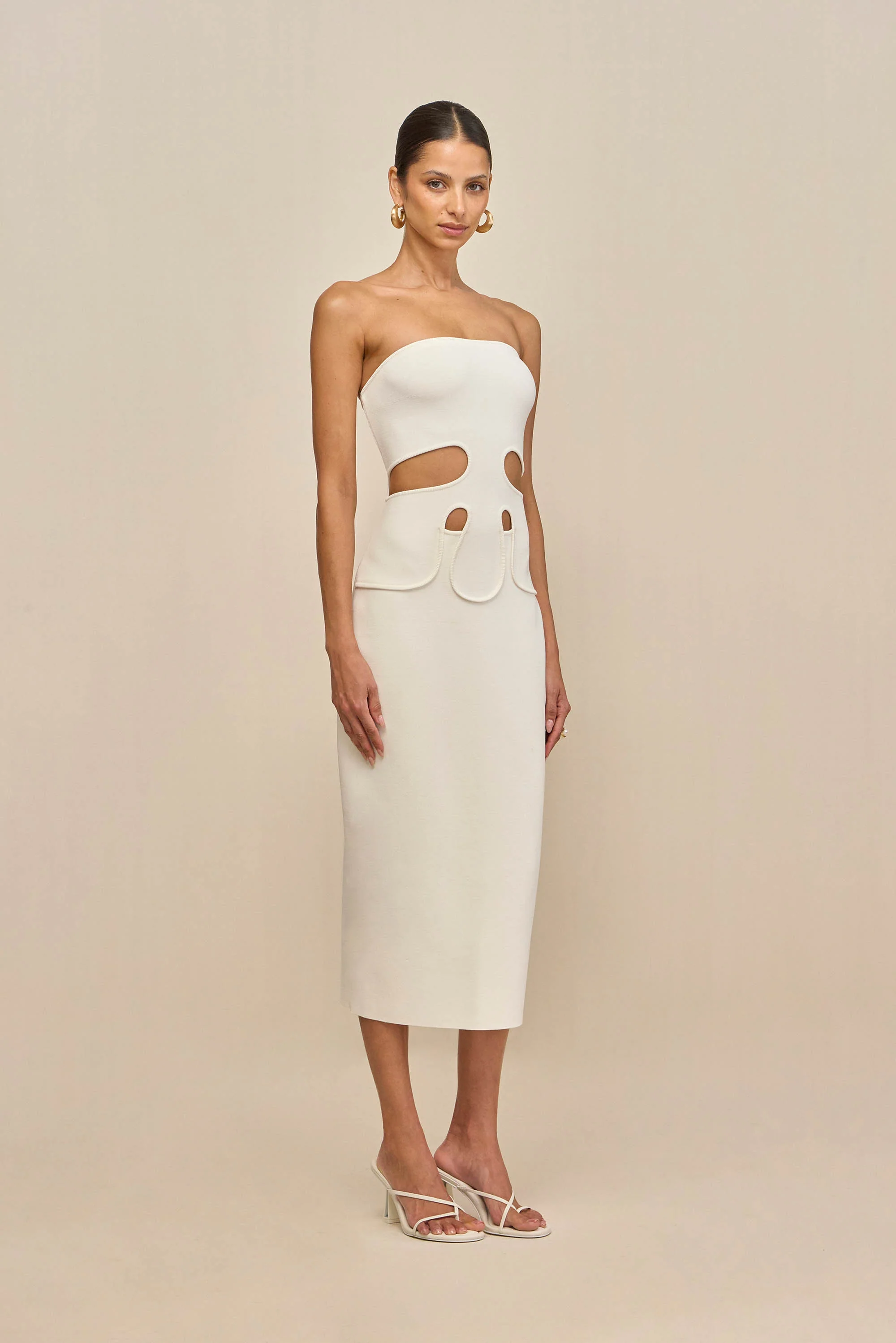 BRUNELO KNIT DRESS - OFF WHITE - Image 3