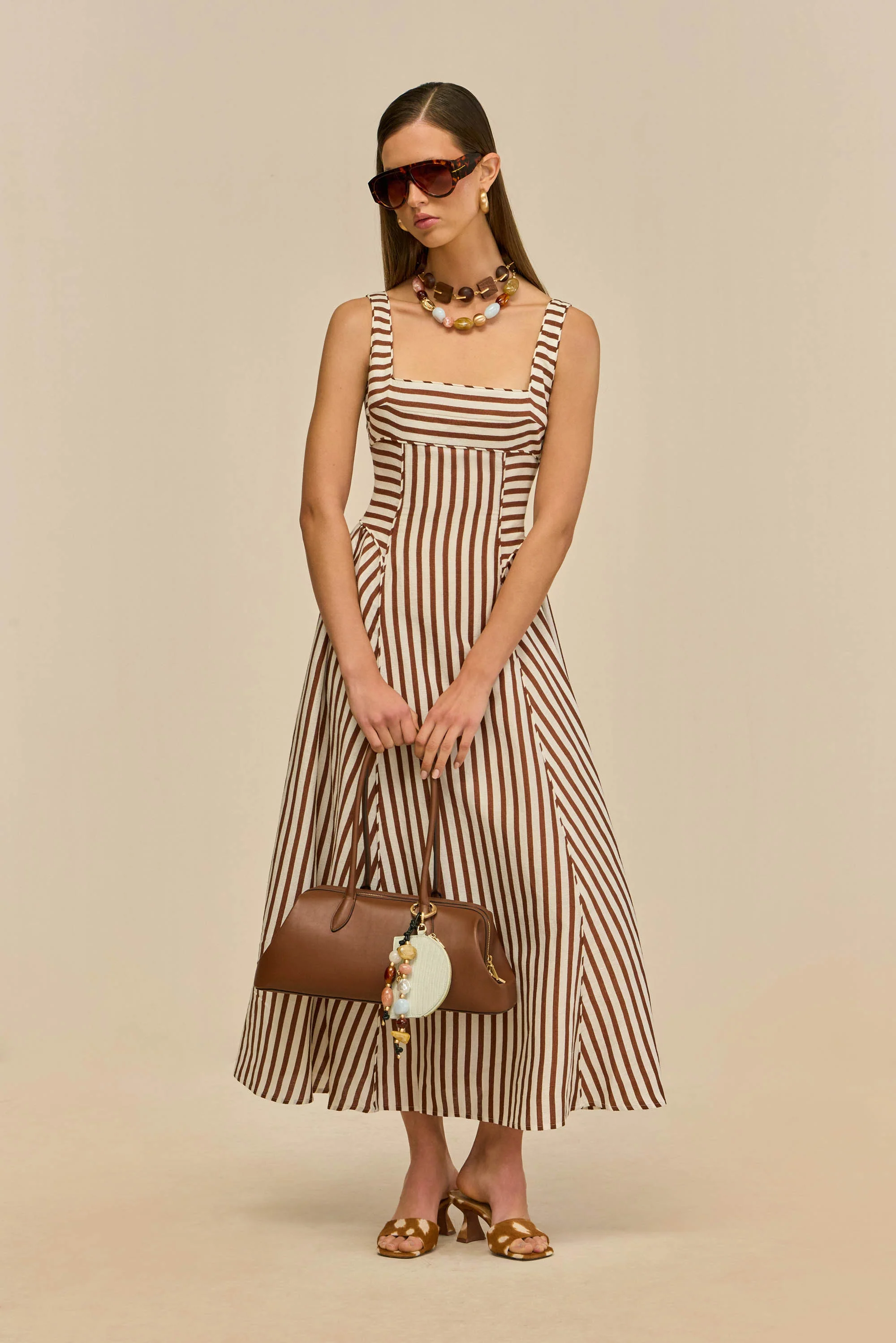 CARLA DRESS - SMALL SADDLE STRIPE - Image 4