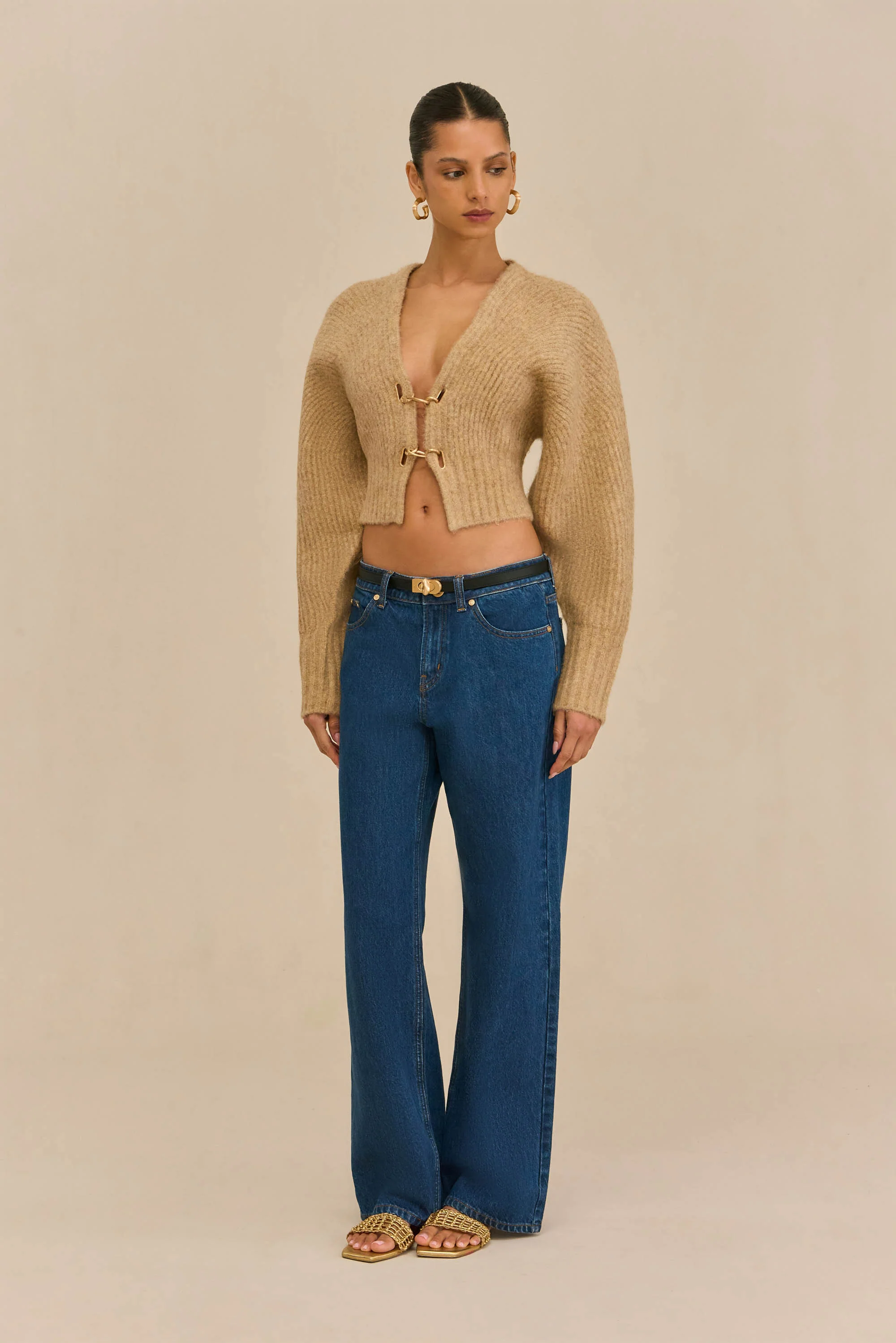CASELLA KNIT CARDIGAN - CHAMPAGNE - Image 3