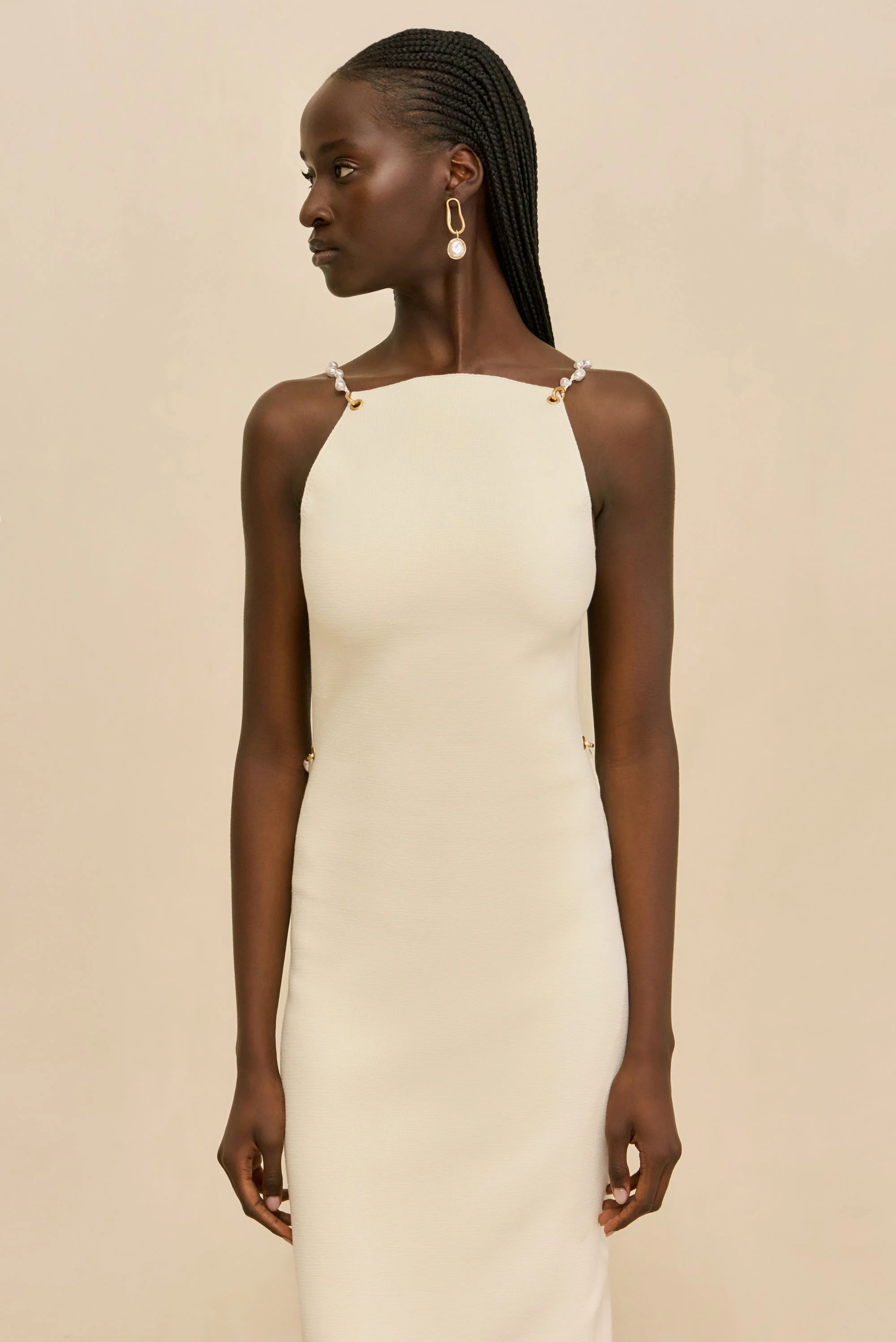 CASSI KNIT DRESS - OFF WHITE - Image 3