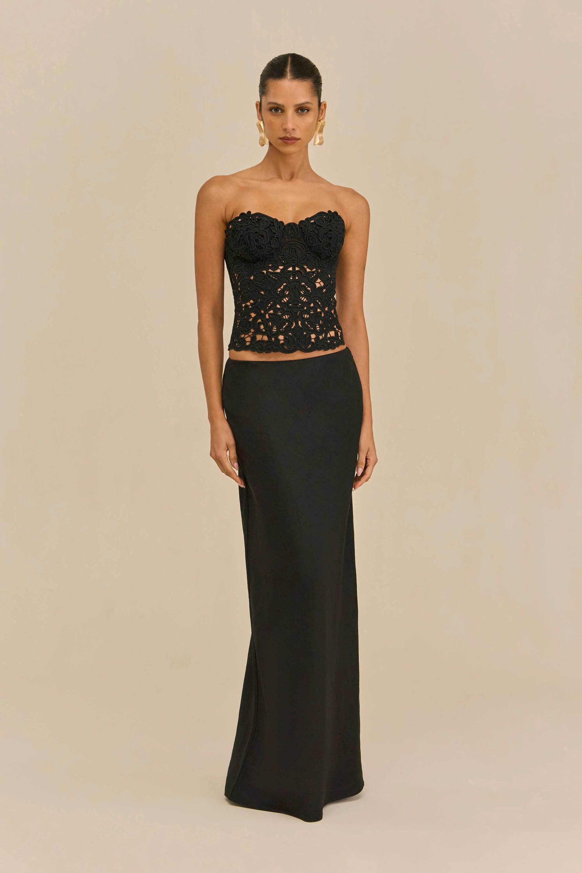 CHANTEL SKIRT - BLACK LINEN - Image 3