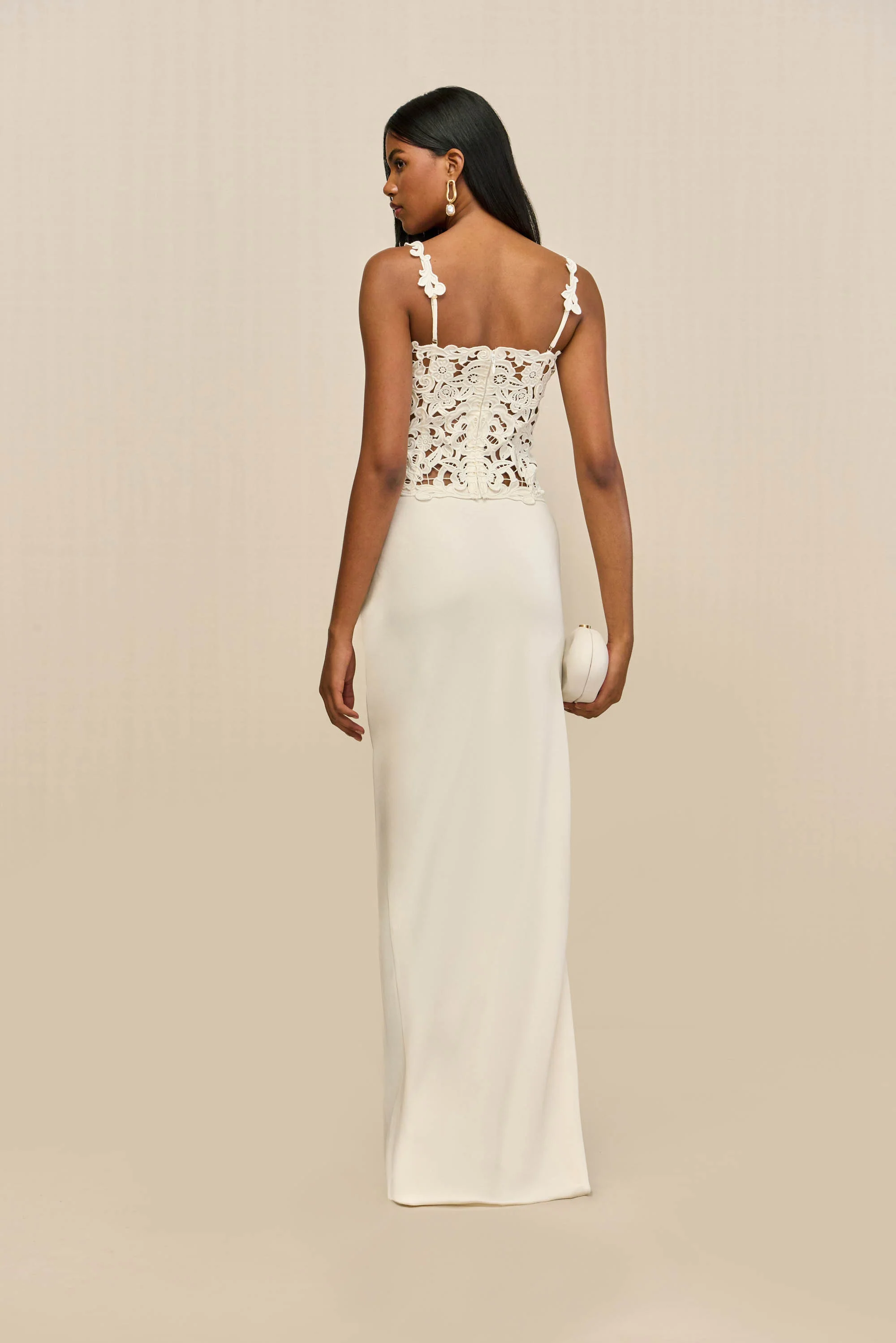 CHANTEL SKIRT - OFF WHITE CREPE - Image 4