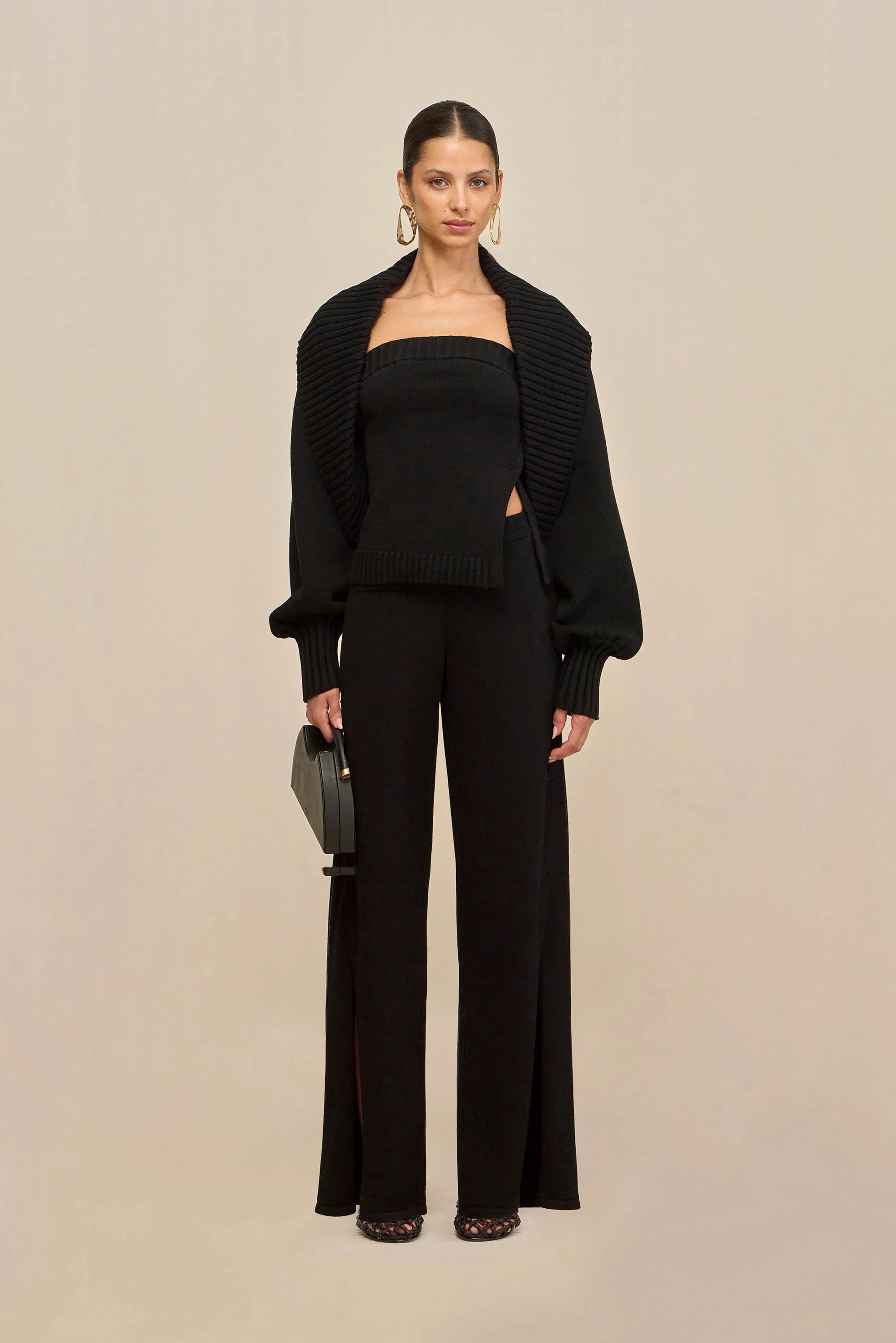COREY KNIT CARDIGAN - BLACK - Image 3