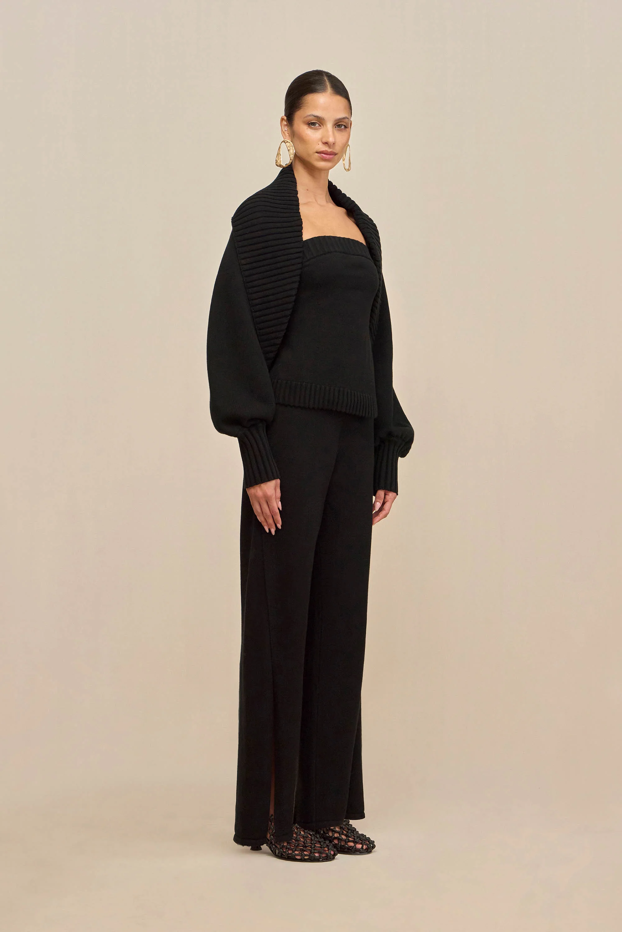 COREY KNIT CARDIGAN - BLACK - Image 4