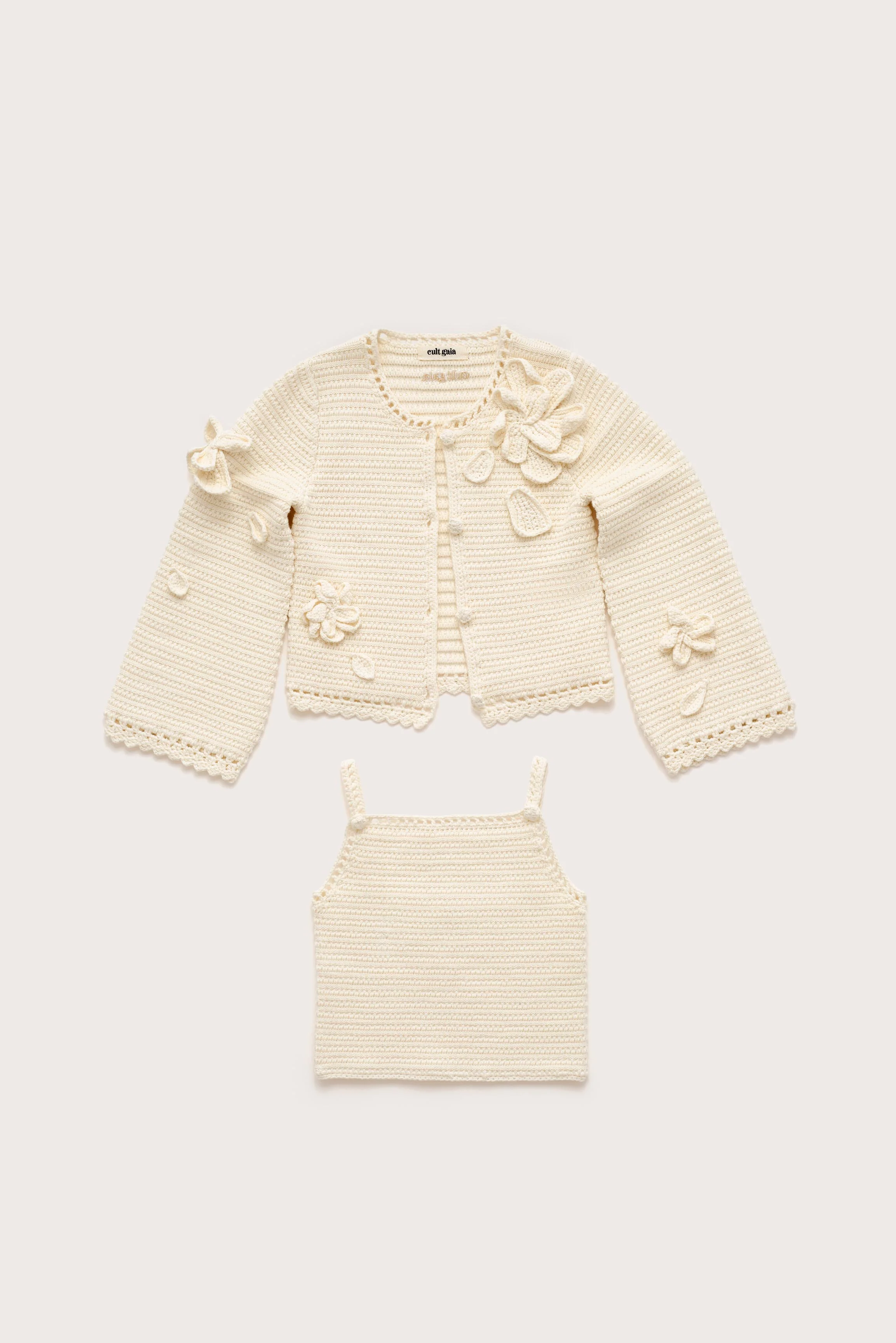 KIDS DAHLIE CARDIGAN SET  - OFF WHITE