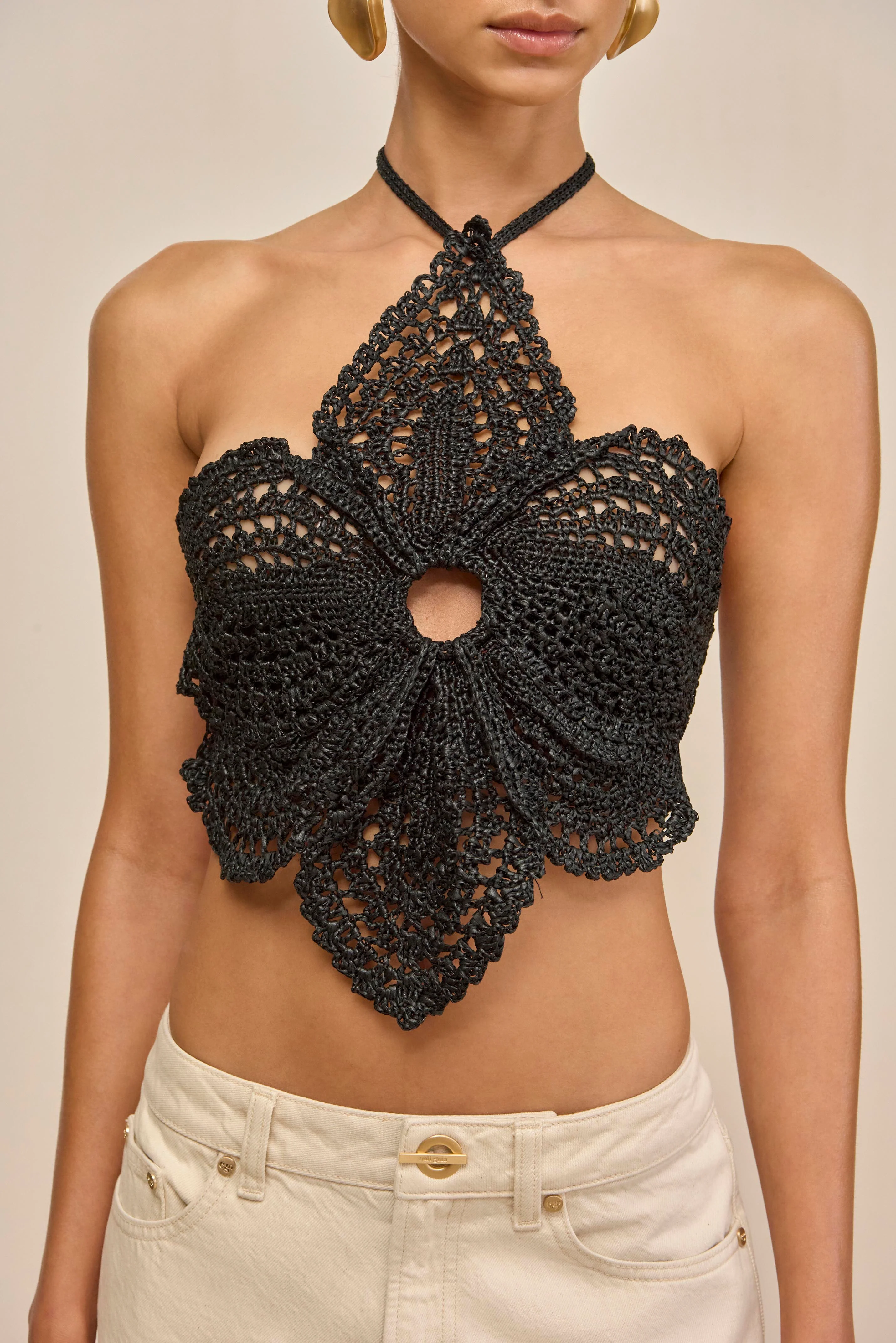 DARLENA CROCHET TOP - BLACK - Image 4