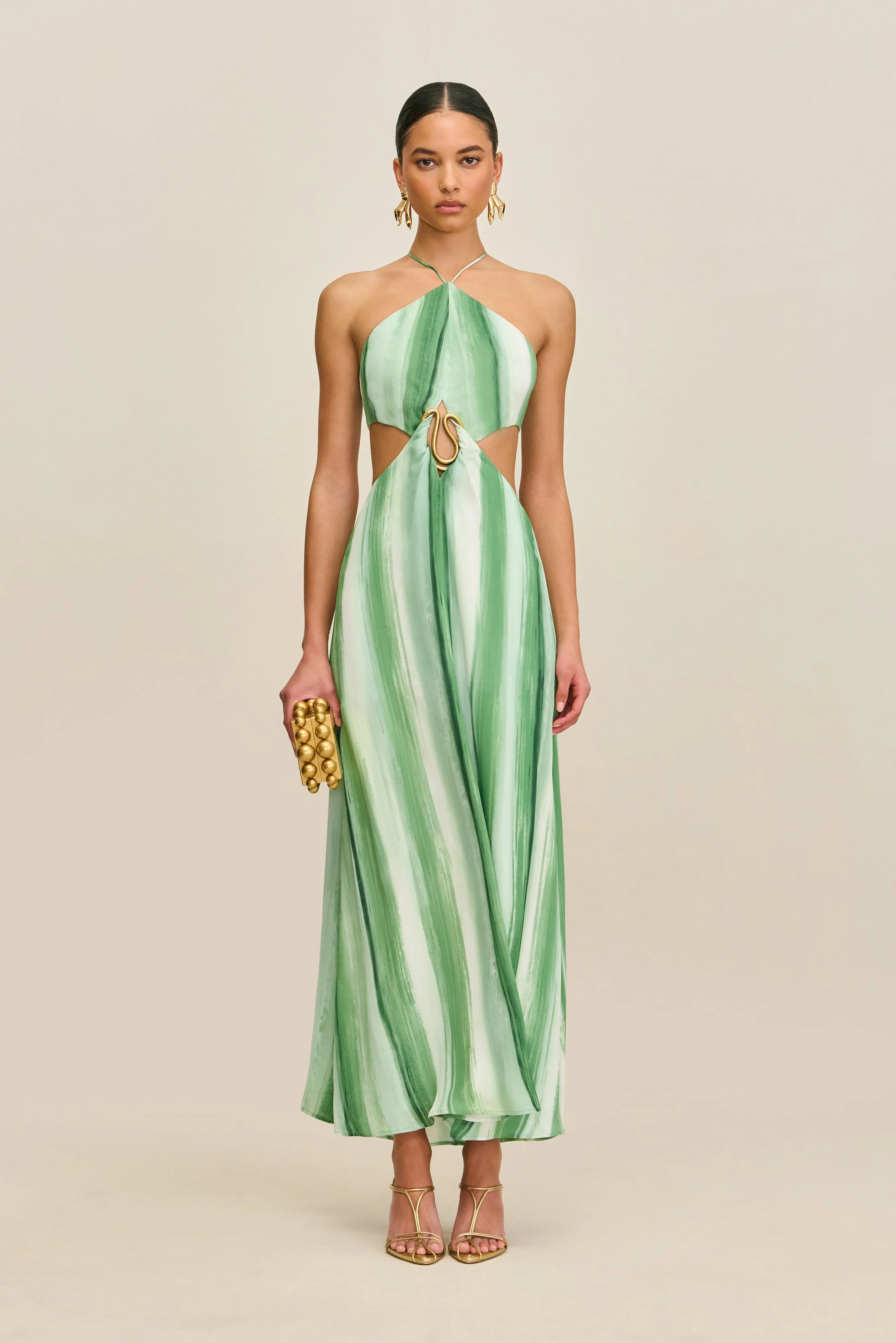 ESMERALDA DRESS - CALLA LILY PAINTED STRIPE
