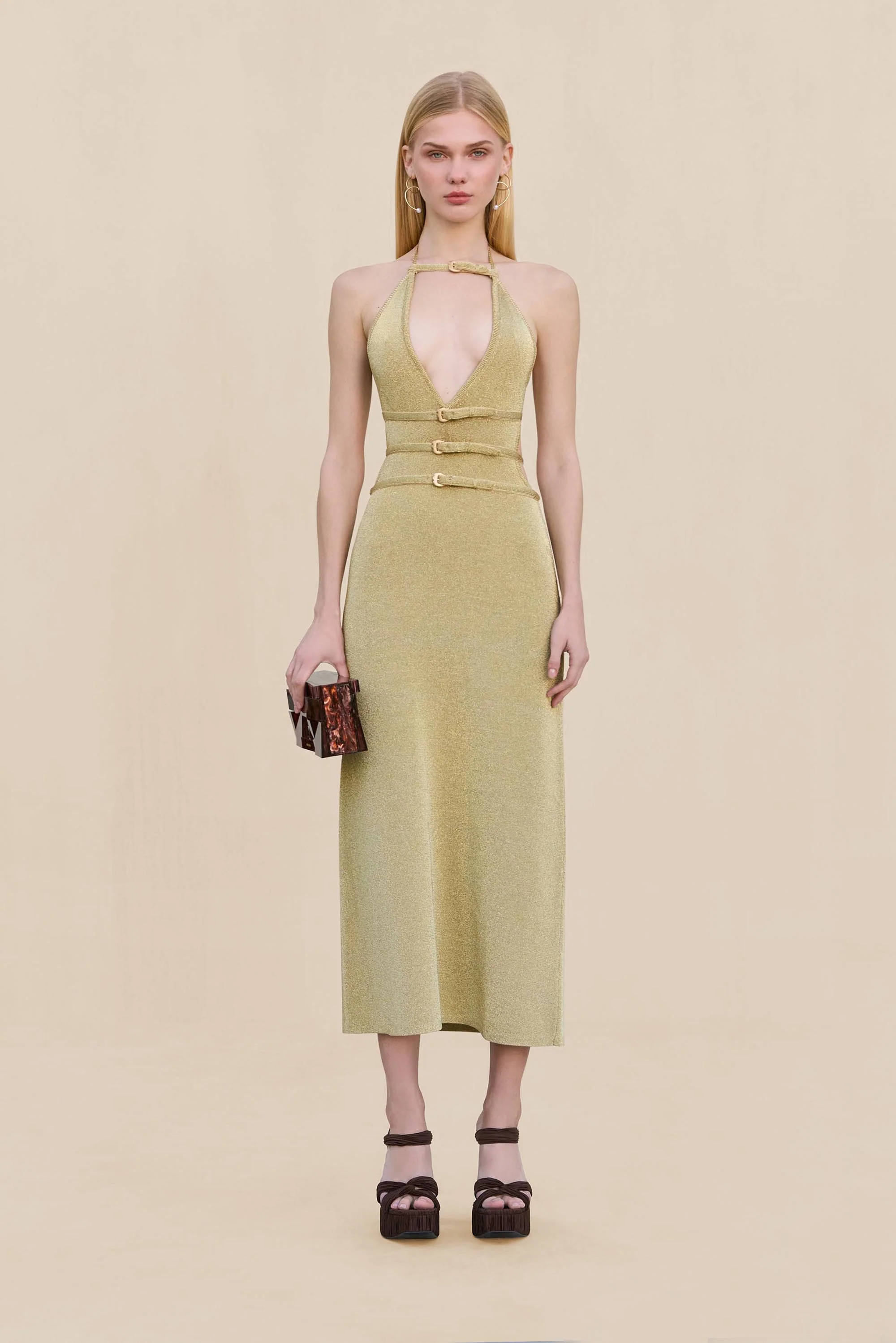 EVALEIGH KNIT DRESS - GOLD - Image 2