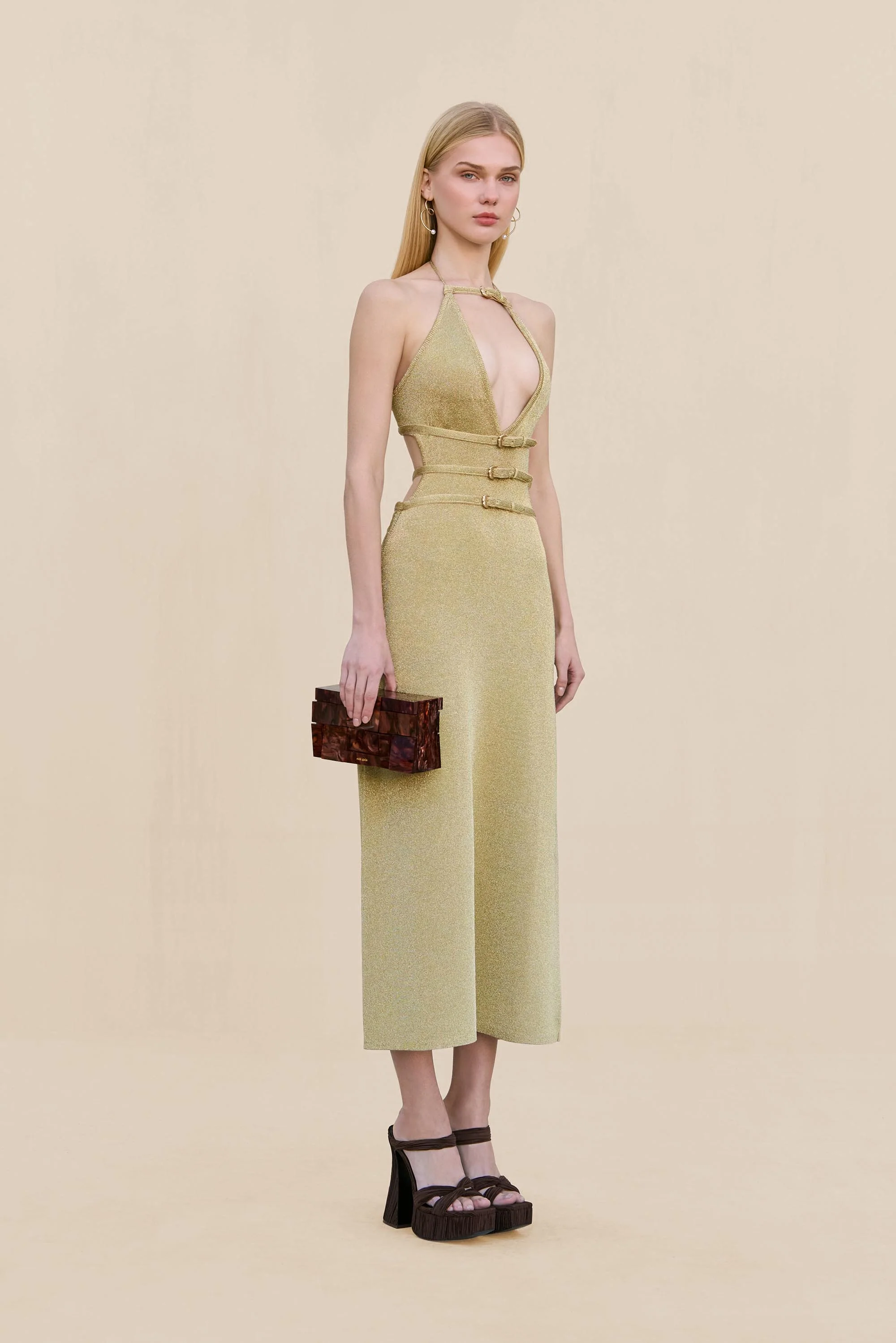 EVALEIGH KNIT DRESS - GOLD - Image 4