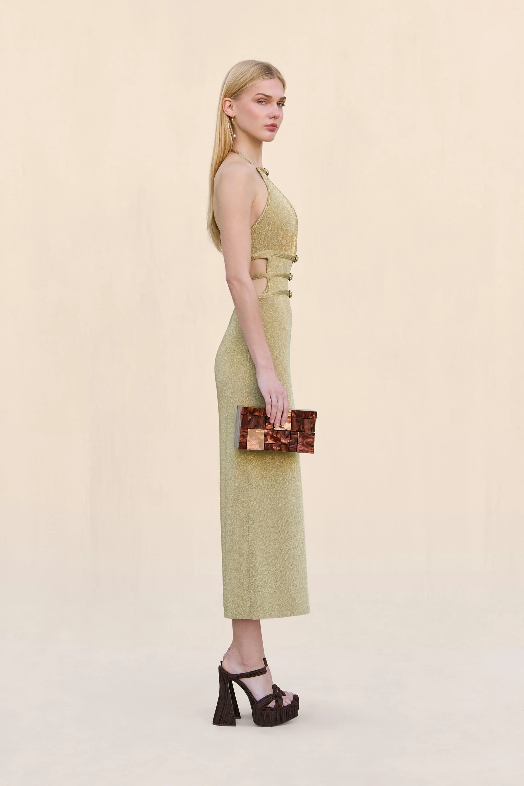 EVALEIGH KNIT DRESS - GOLD - Image 5