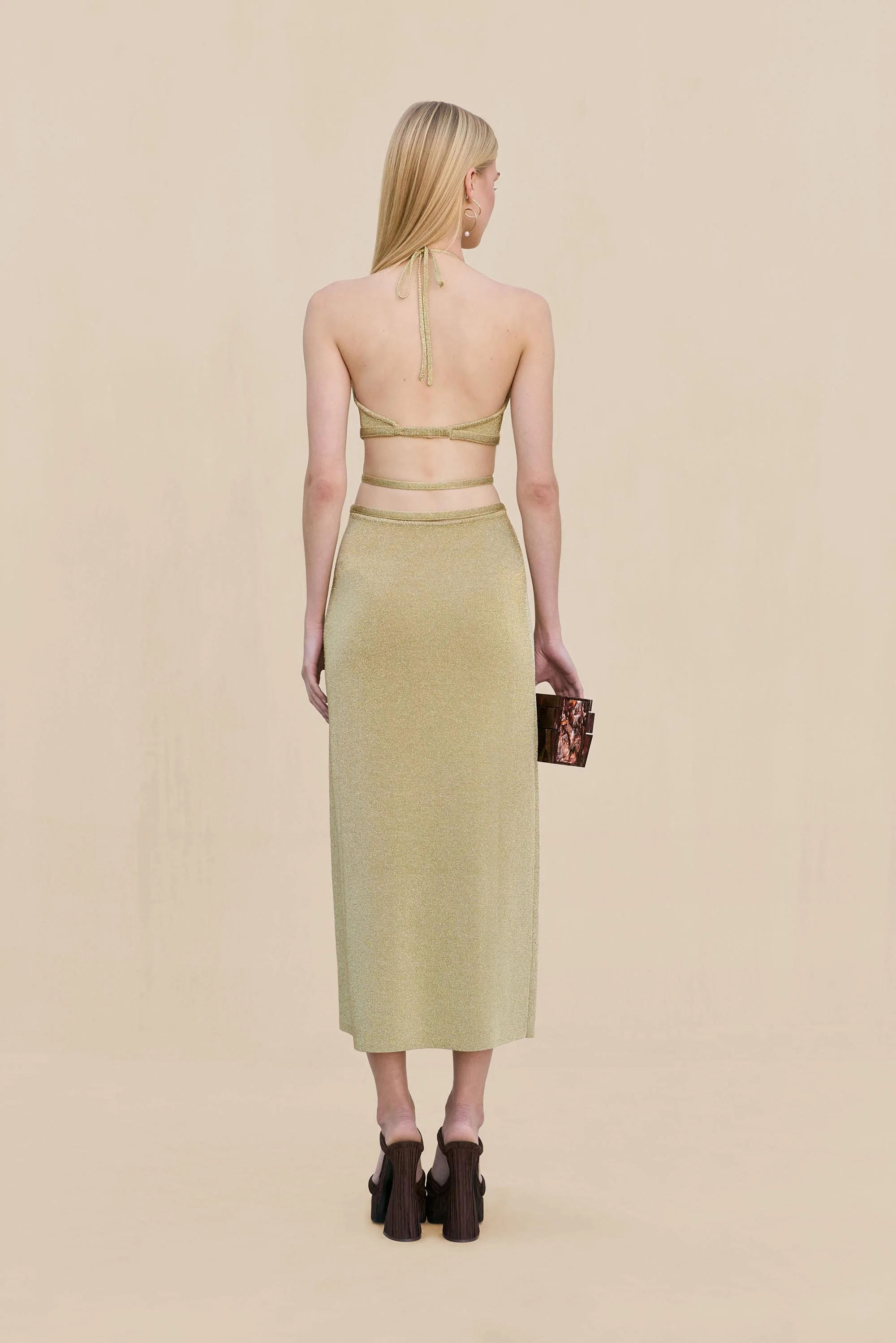 EVALEIGH KNIT DRESS - GOLD - Image 6