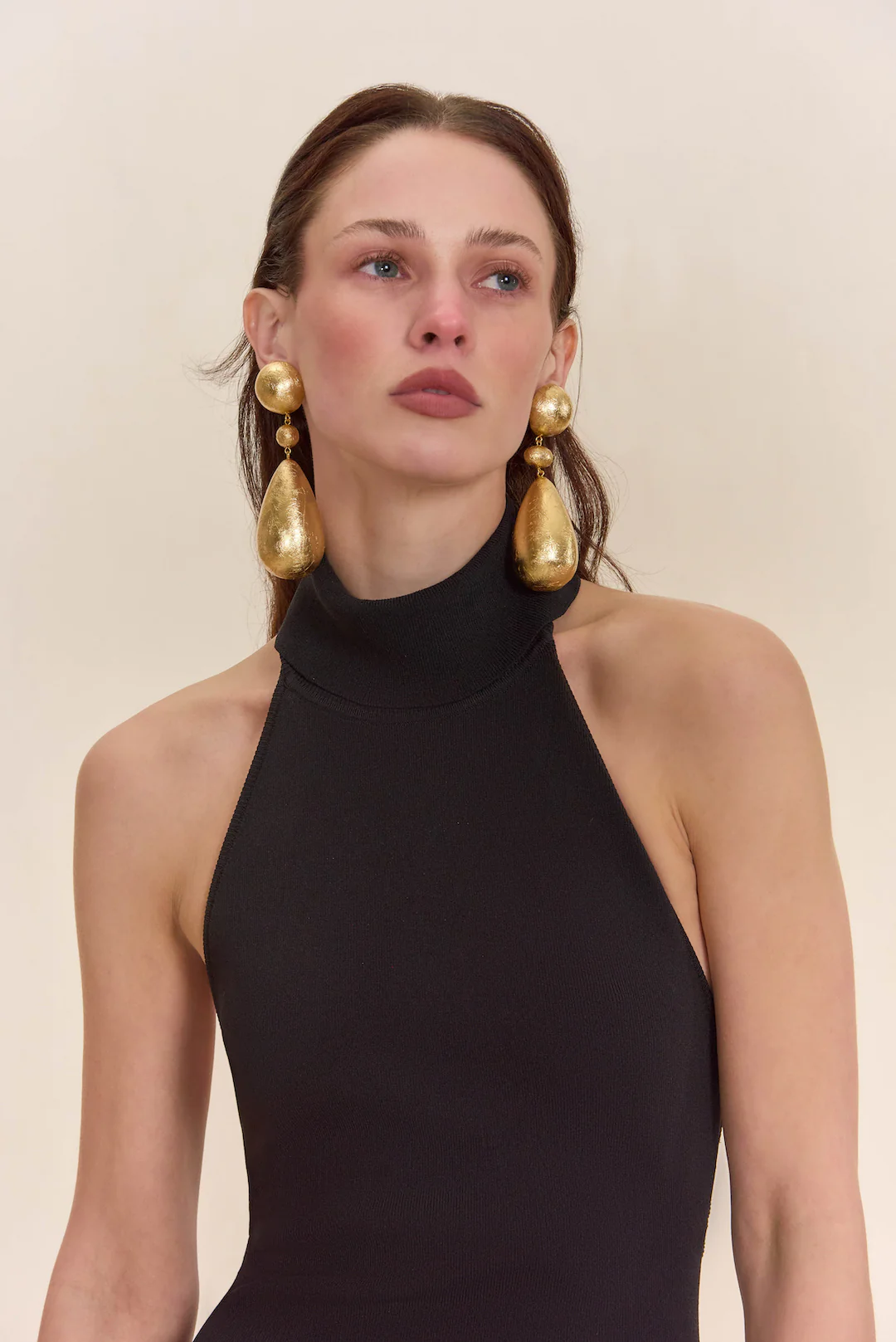 EVIANA EARRING - GOLD FOILED WOOD - Image 2