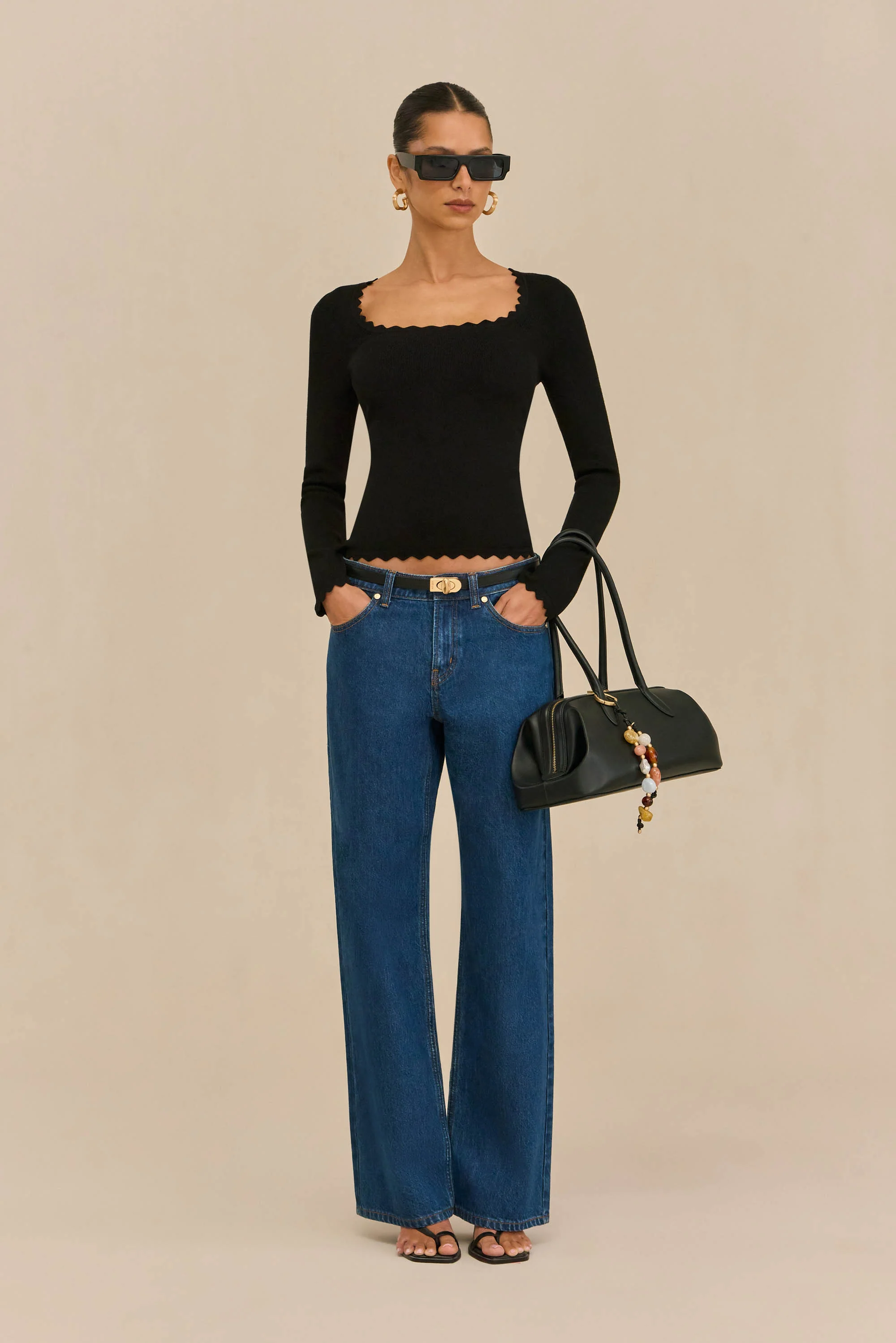 JEAN KNIT TOP - BLACK - Image 4