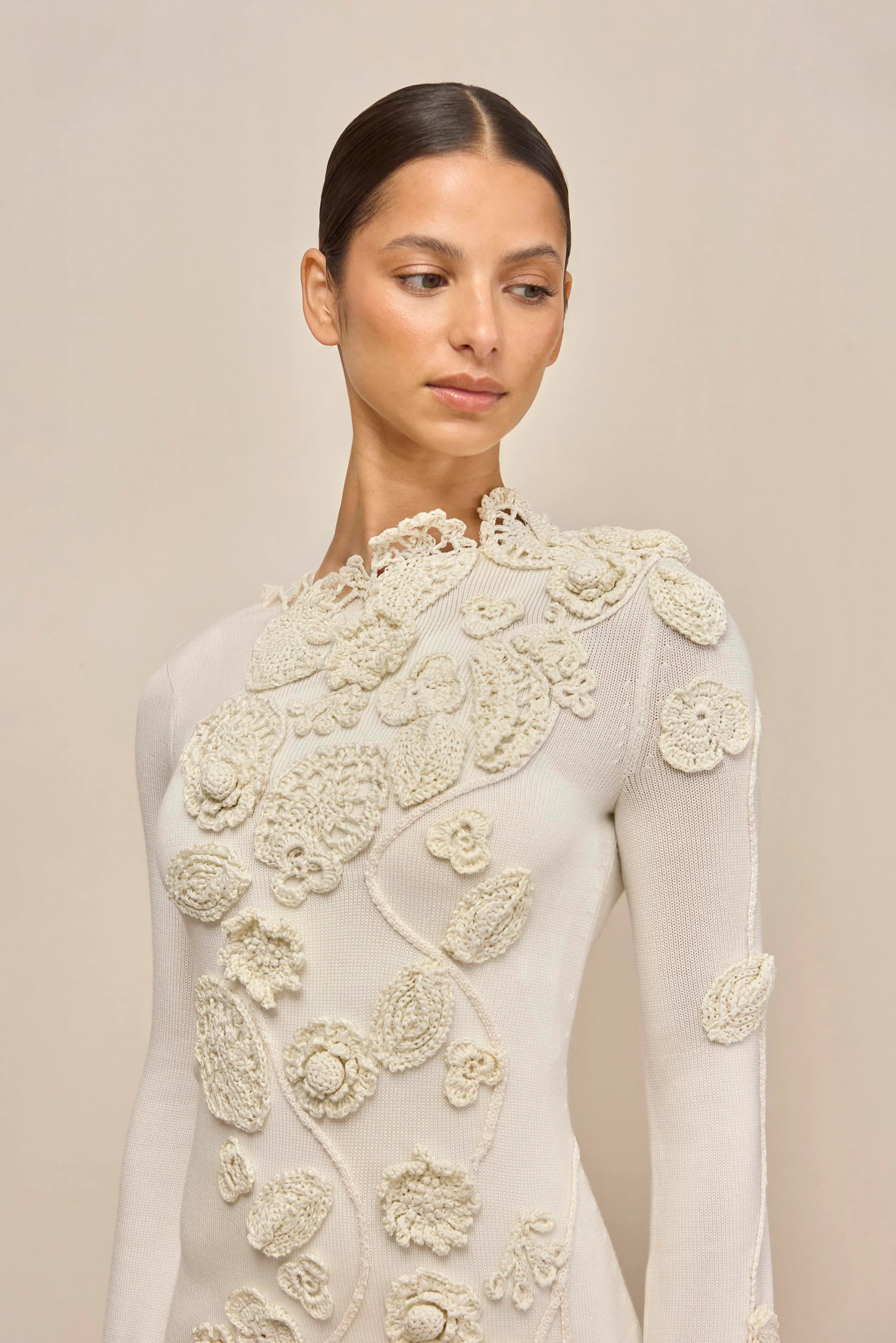 KAELA KNIT DRESS - OFF WHITE - Image 3