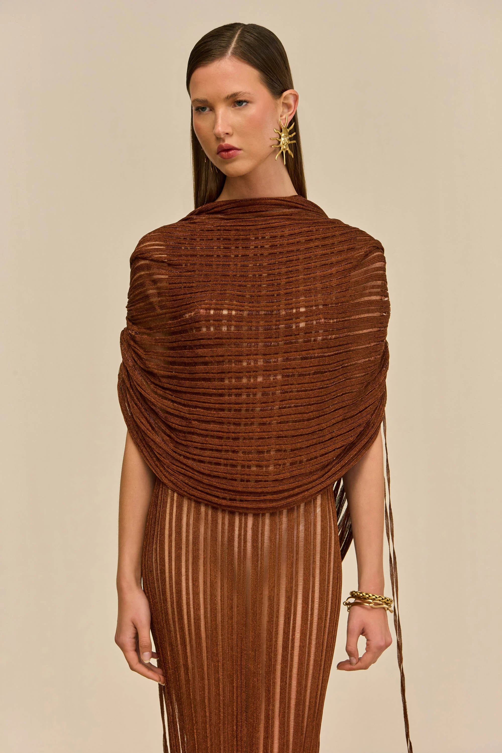KAYA KNIT DRESS - SADDLE - Image 4