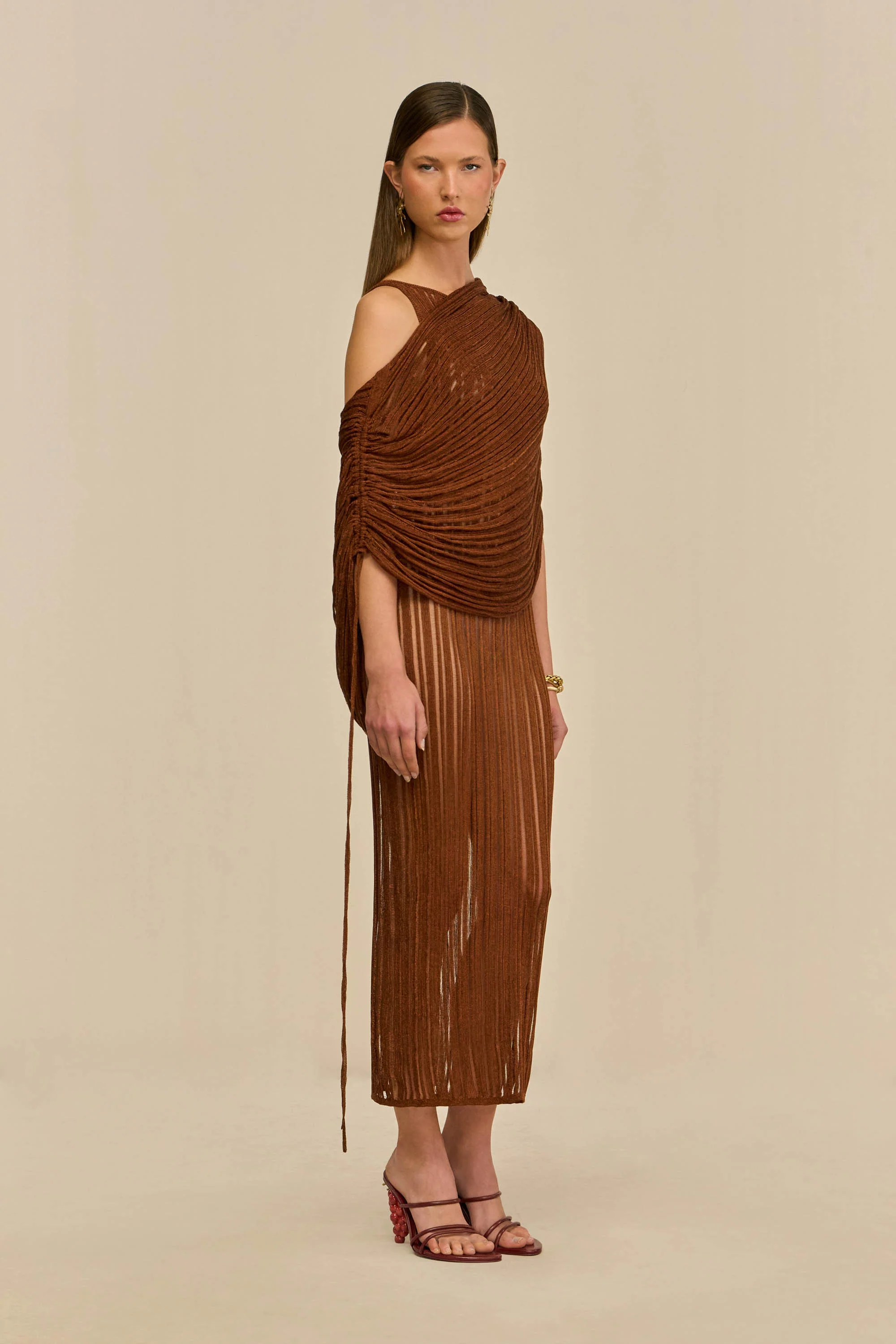 KAYA KNIT DRESS - SADDLE - Image 6