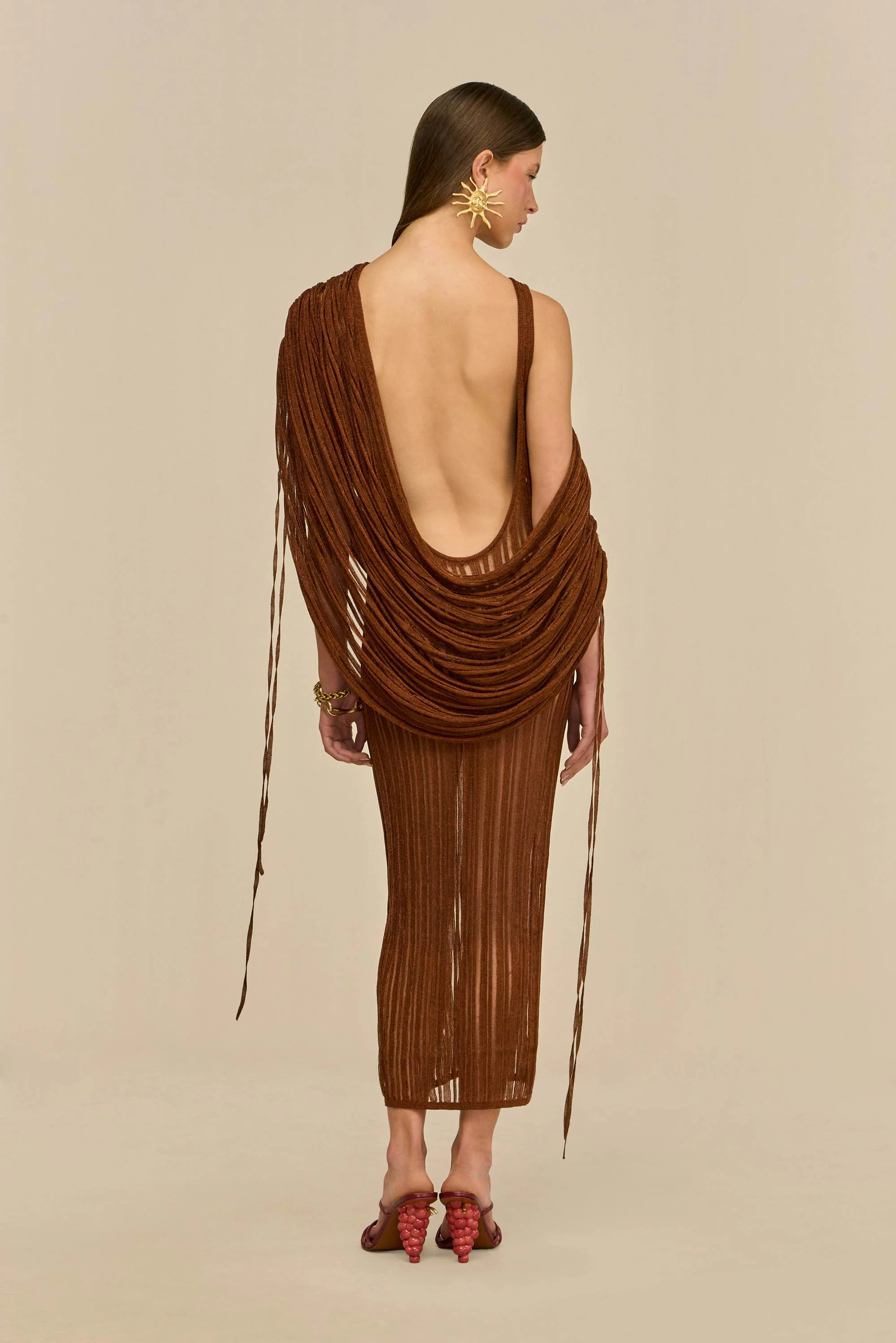KAYA KNIT DRESS - SADDLE - Image 8
