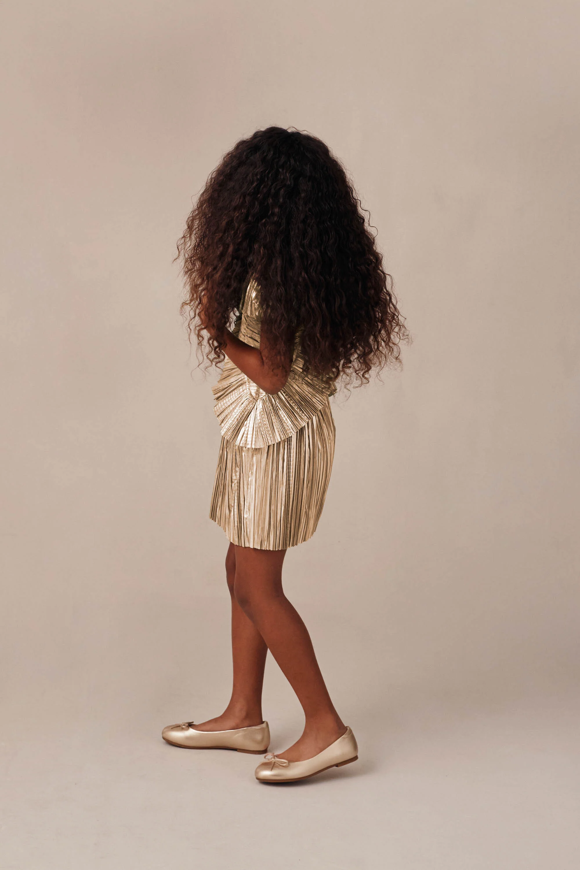 KIDS CHARLIQUE DRESS - GOLD - Image 6