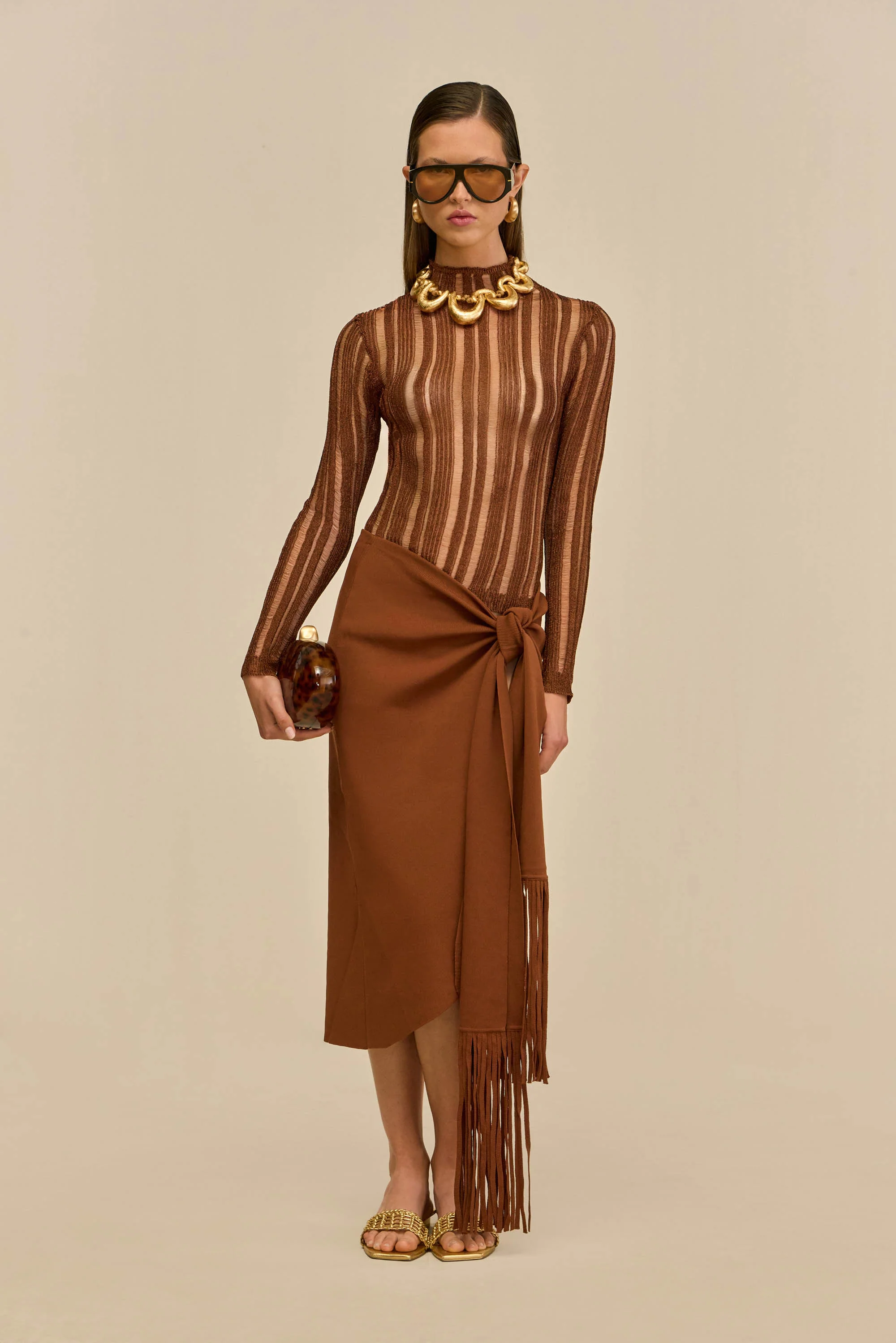KYLA KNIT TOP - SADDLE - Image 2