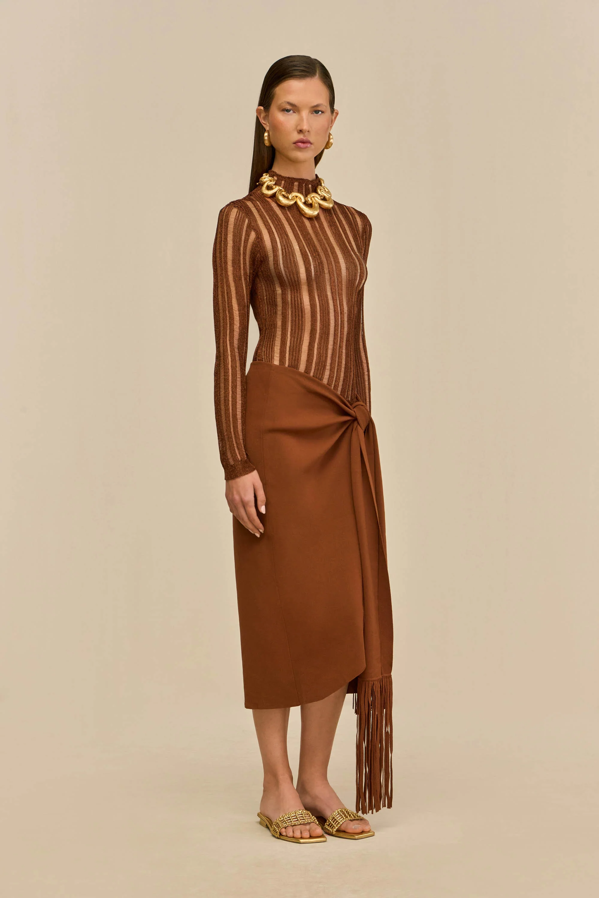 KYLA KNIT TOP - SADDLE - Image 5