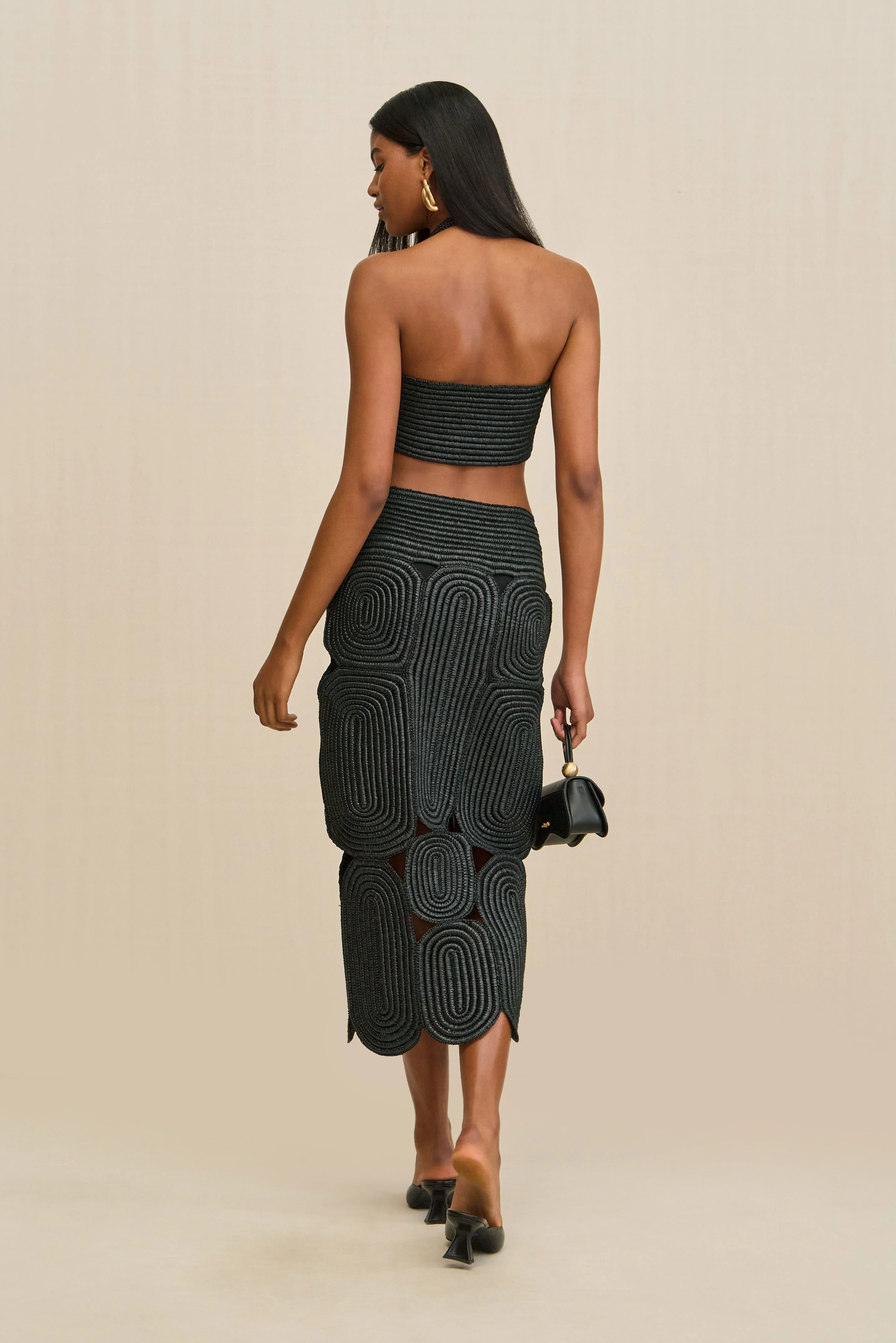 LEILA CROCHET DRESS - BLACK - Image 5