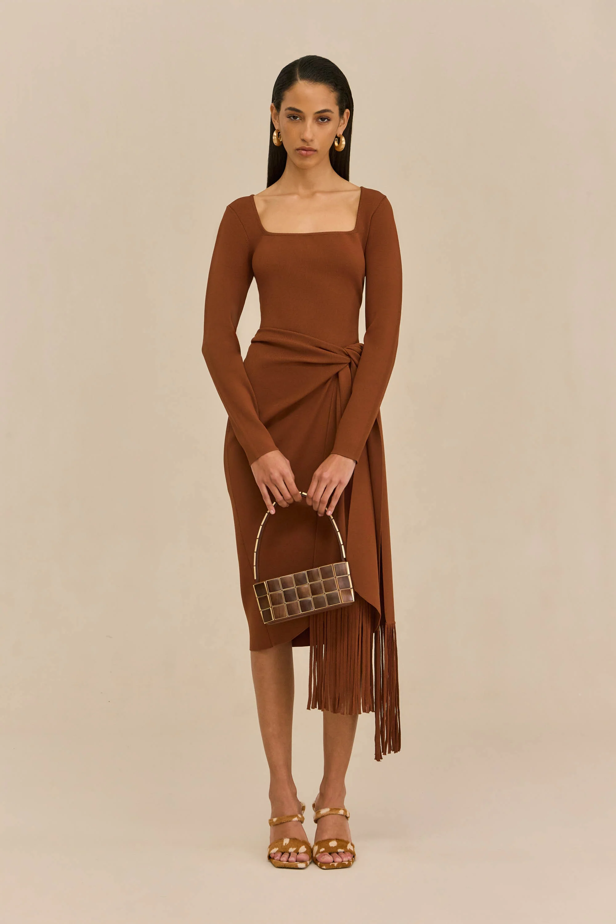 LERA KNIT DRESS - SADDLE - Image 5