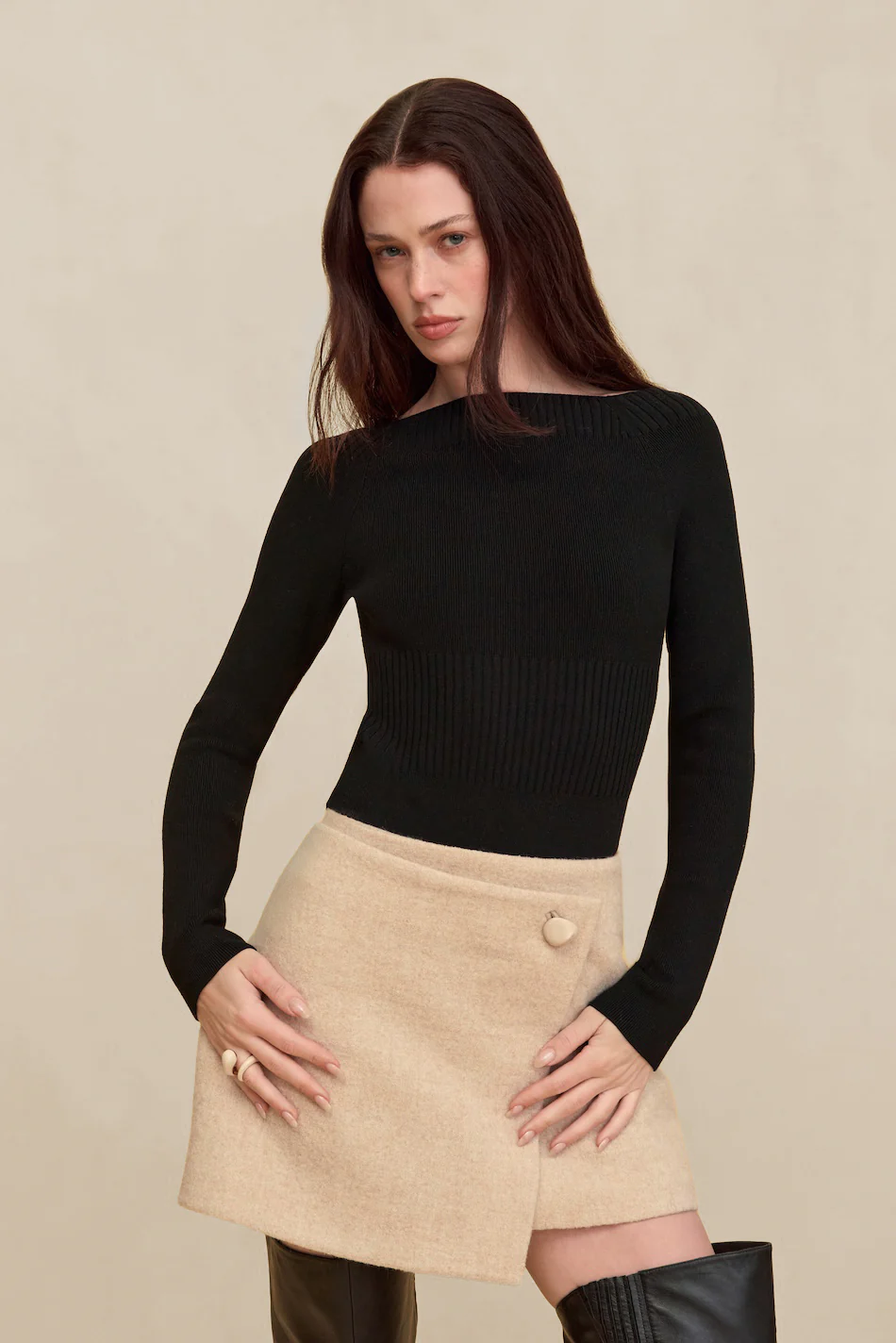 LOTTIE BODYSUIT SWEATER - BLACK