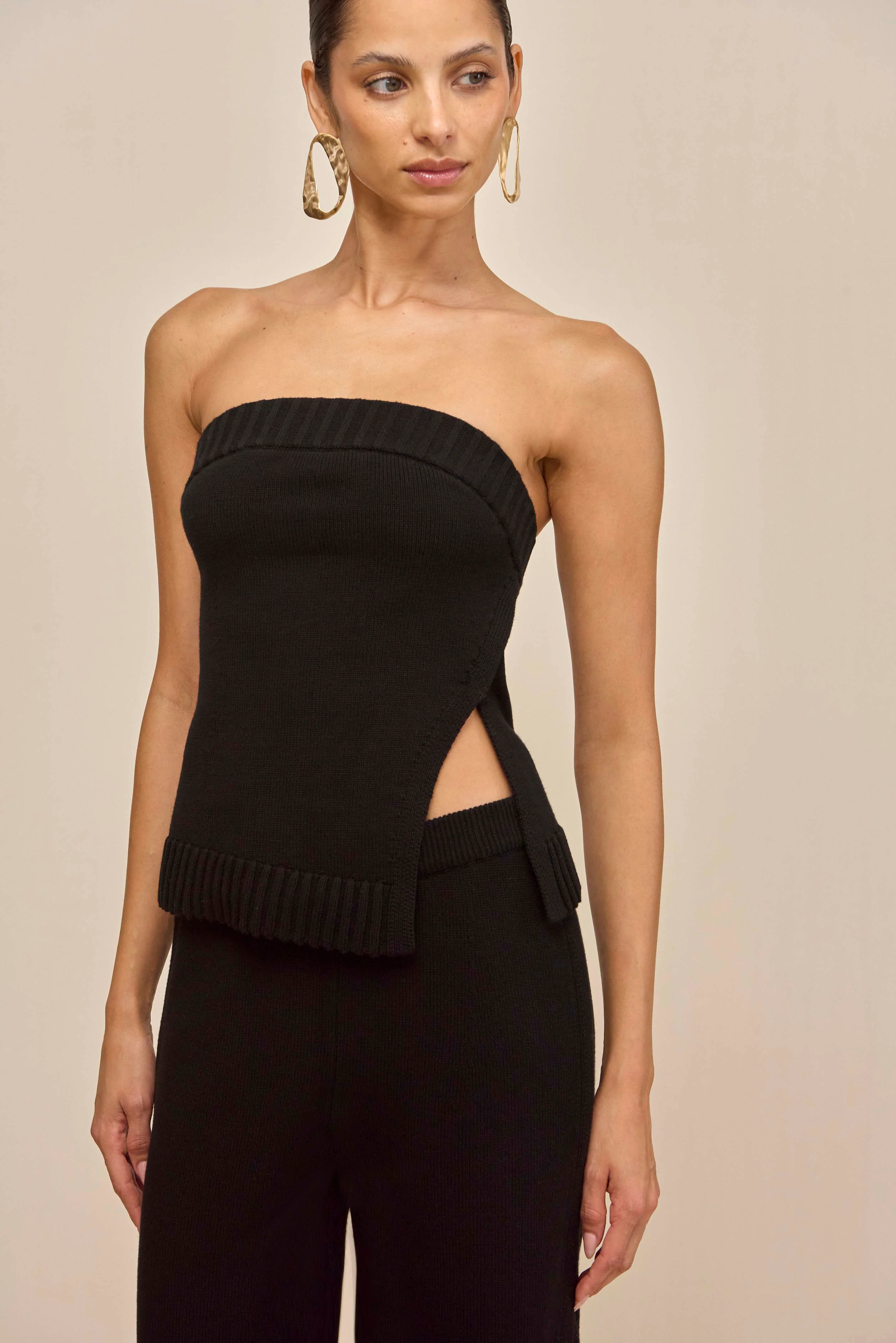 LOU KNIT TOP - BLACK - Image 3