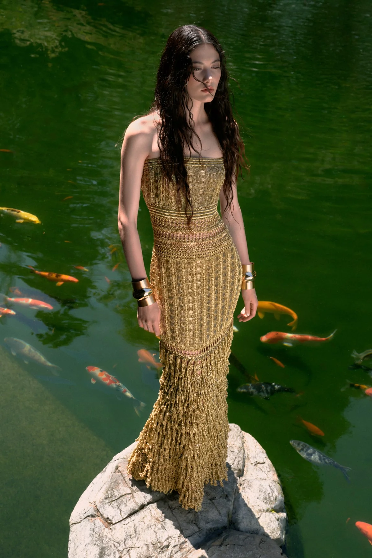 MORGAN CROCHET GOWN - GOLD - Image 2