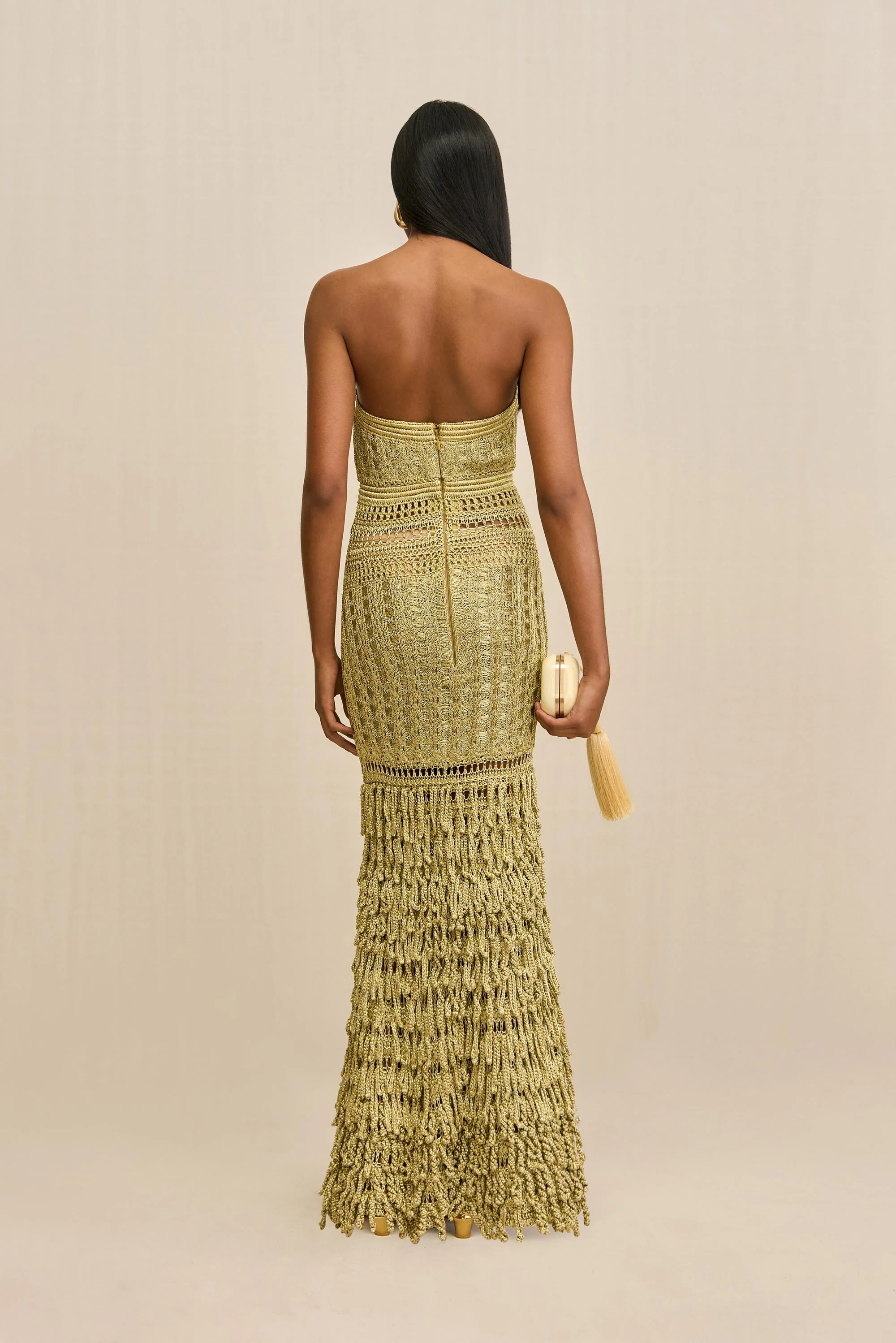MORGAN CROCHET GOWN - GOLD - Image 6