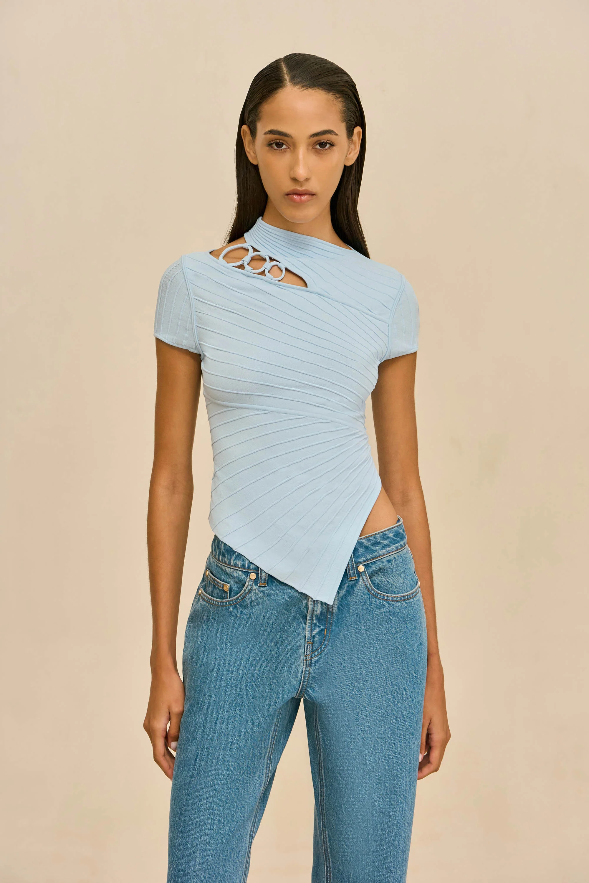 NESSI KNIT TOP - COASTAL