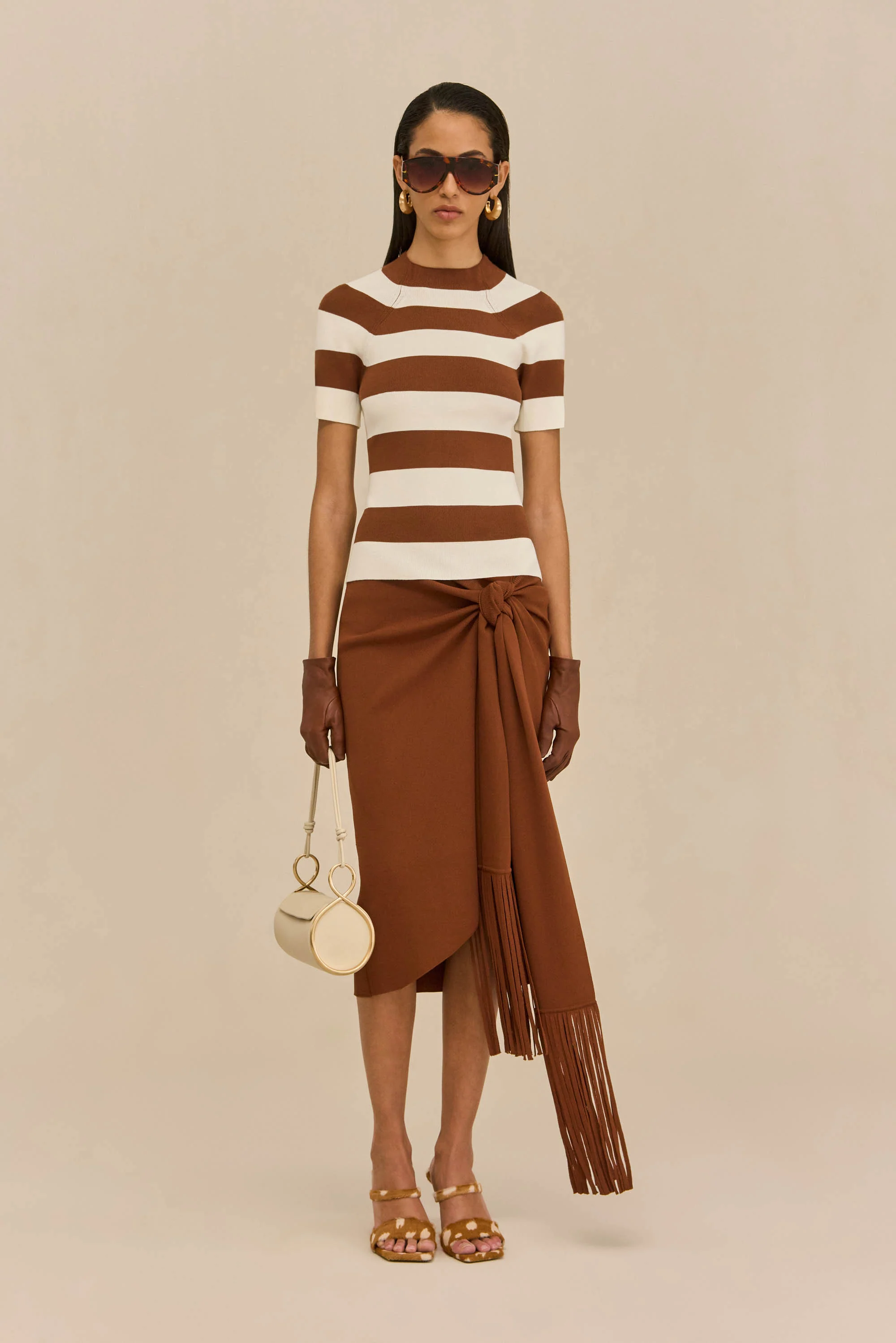 OLYA KNIT TOP - LARGE SADDLE STRIPE - Image 4