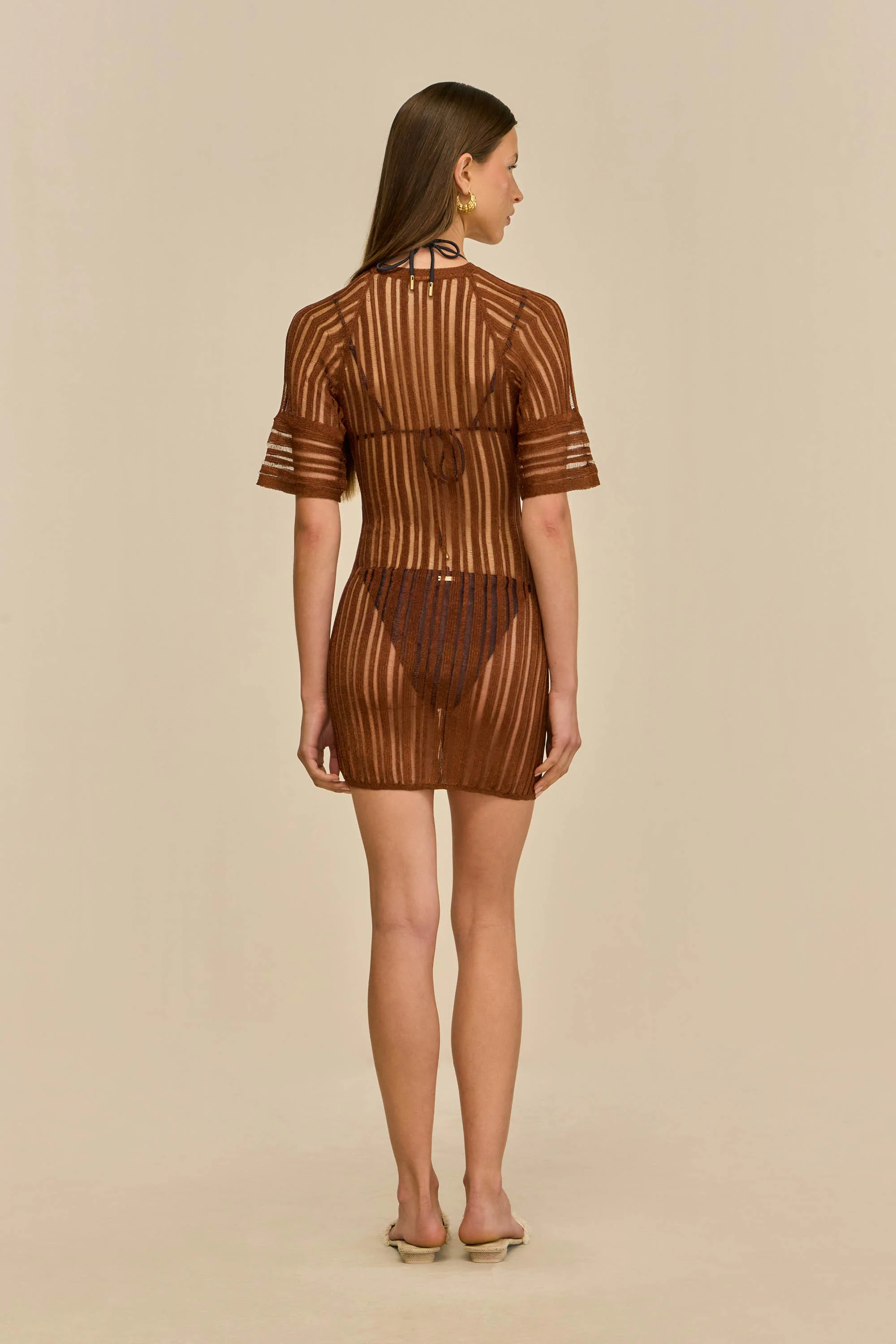 RURU KNIT COVERUP DRESS - SADDLE - Image 4