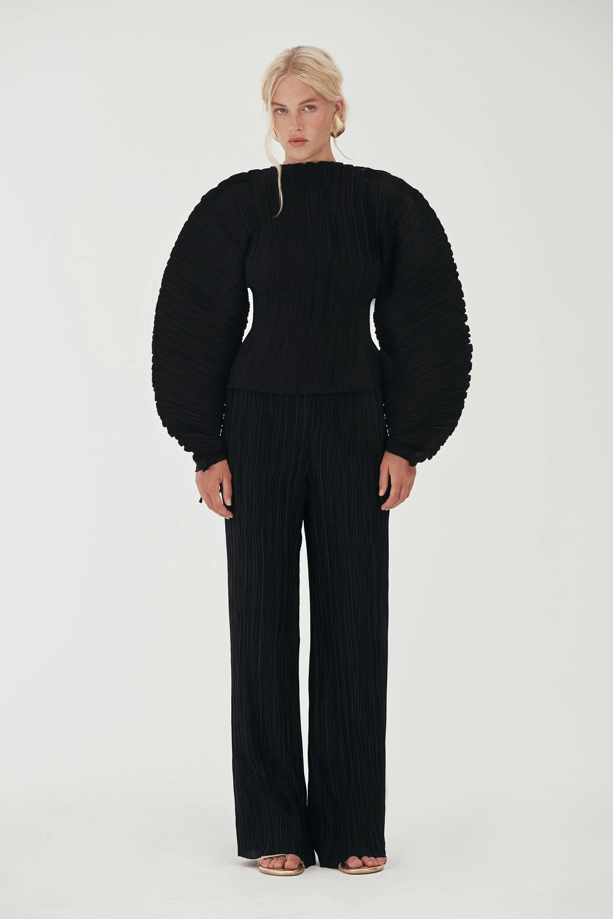 STACIE PANT - BLACK PLISSÉ - Image 6