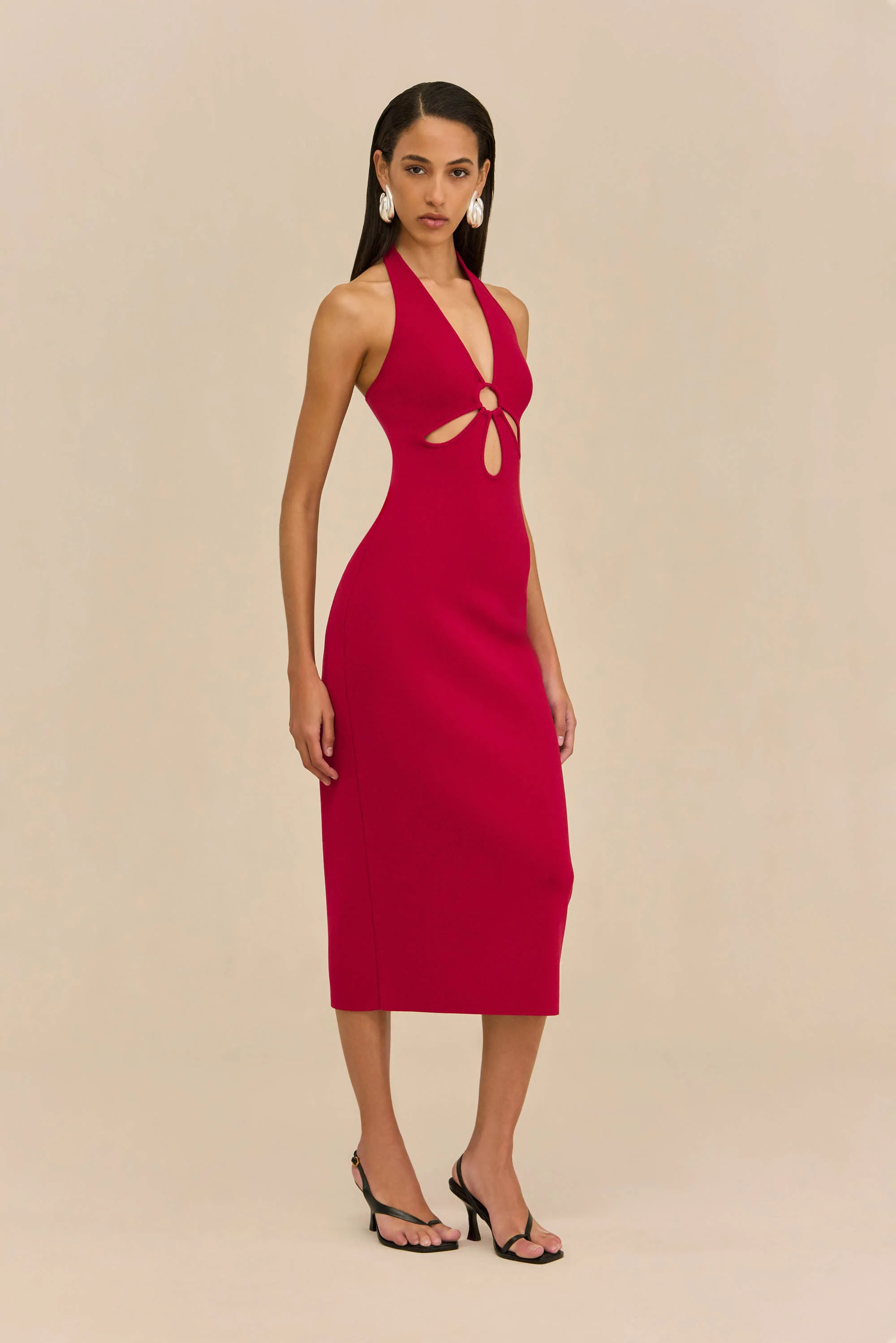 VINNA KNIT DRESS - MERLOT - Image 4